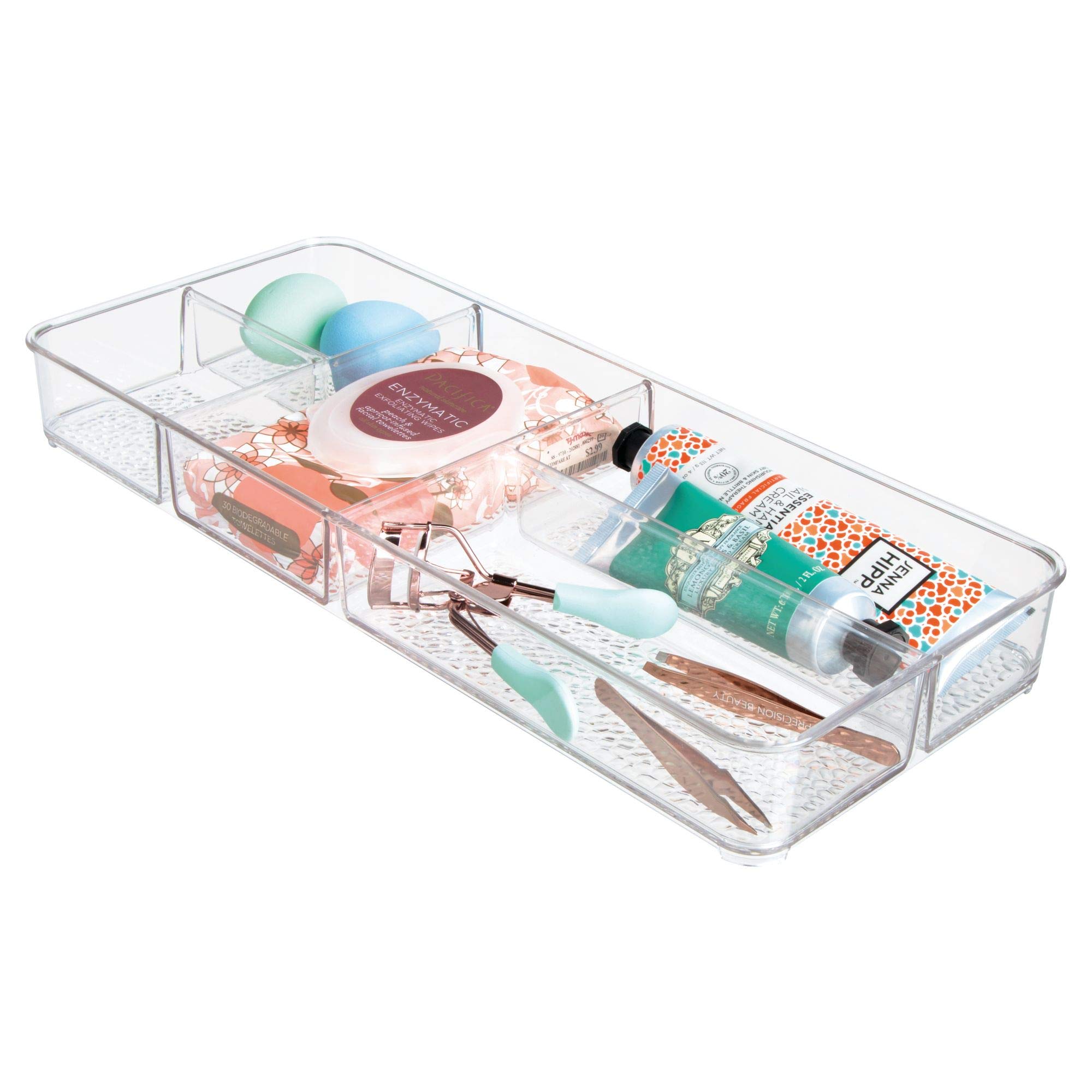 iDesign Clear Plastic Divided Vanity Organizer - 5 Compartment Storage Tray for Makeup, Cosmetics & Accessories | Perfect for Bathroom Countertops, Vanity Tables & Cabinets | Organize Jewelry, Brushes & Skincare Products