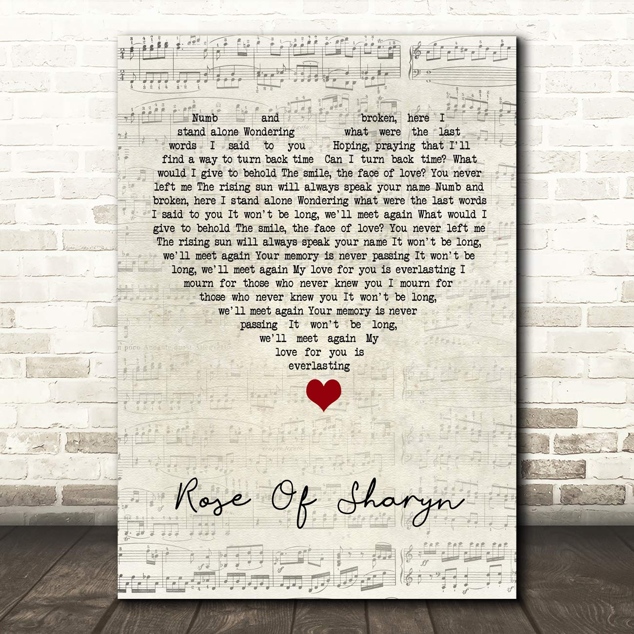 Rose of Sharyn Script Heart Song Lyric Quote Music Print - Perfect for Home Decor, Wall Art, Gift for Music Lovers & Killswitch Engage Fans