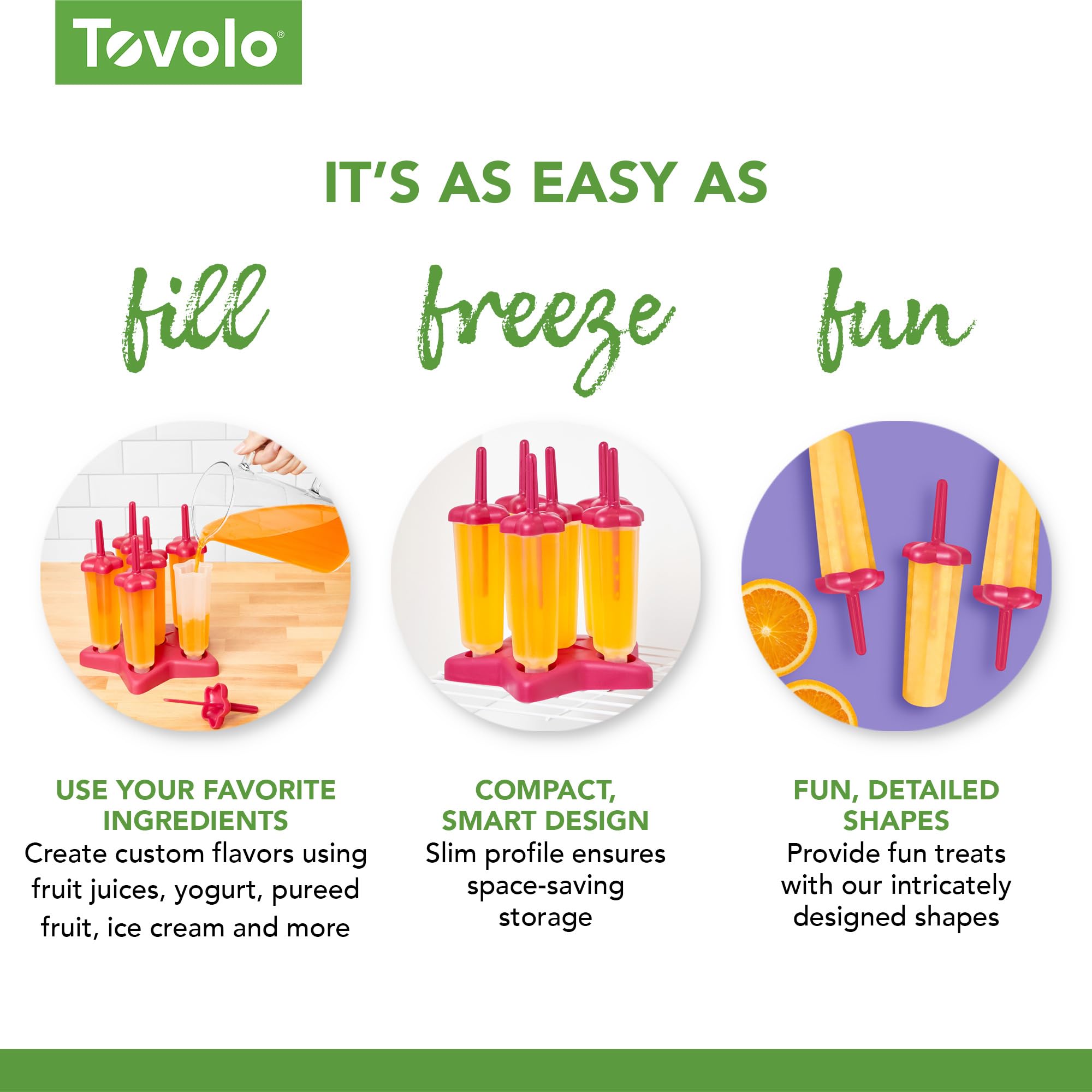 Tovolo Star Pop Popsicle Molds with Sticks (6-Pack, Fuchsia) - Reusable BPA-Free Ice Pop Maker for Homemade Frozen Treats - Dishwasher Safe Popsicle Stand for Easy Storage - Perfect for Summer Snacks, Kids Parties & Healthy Desserts