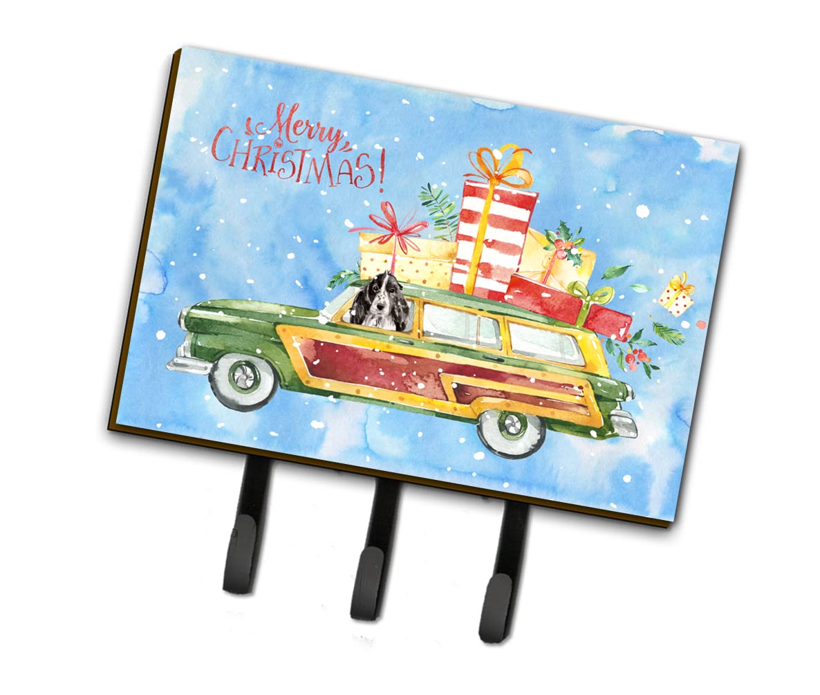Caroline's Treasures CK2450TH68 Merry Christmas Black Parti Cocker Spaniel Wall Hook - Key Holder, Coat Rack, Leash Hanger for Keys, Towels, Aprons | Perfect for Entryway, Kitchen, Bathroom Organization