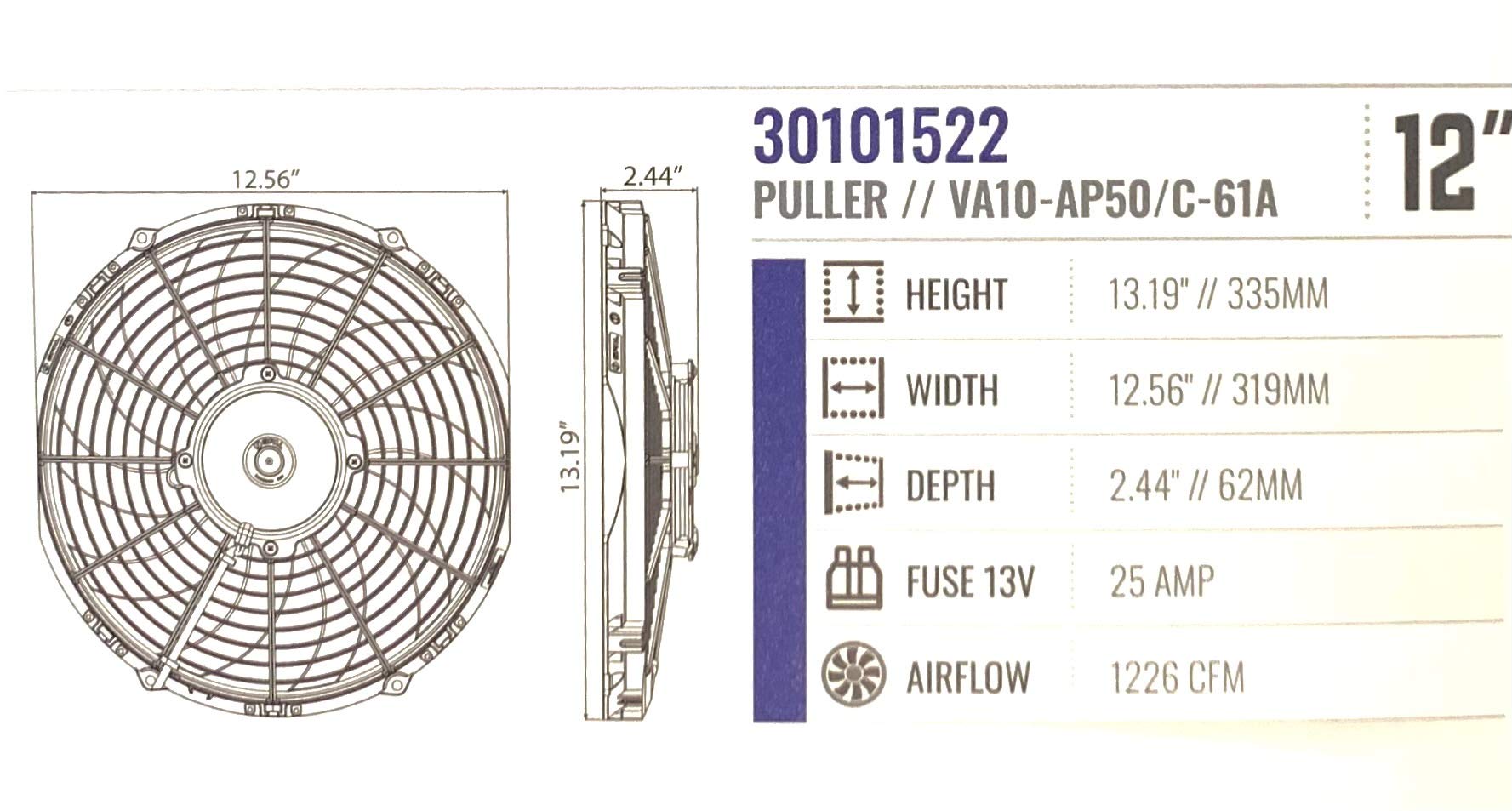 2 Pack SPAL 30101522 12