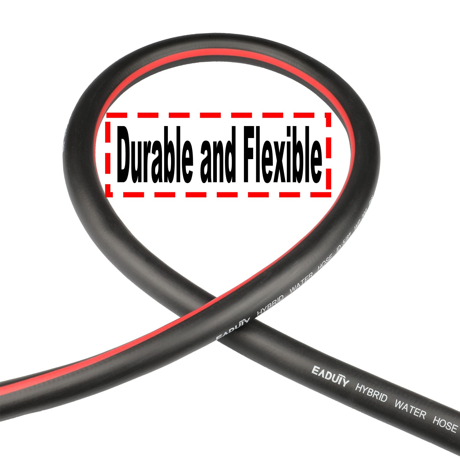 **5/8 Inch x 25 FT Heavy Duty Hybrid Garden Hose – Lightweight, Flexible, Swivel Grip Handle & Solid Brass Fittings (Gray+Red) – Perfect for Watering, Washing Cars, and Outdoor Cleaning**
