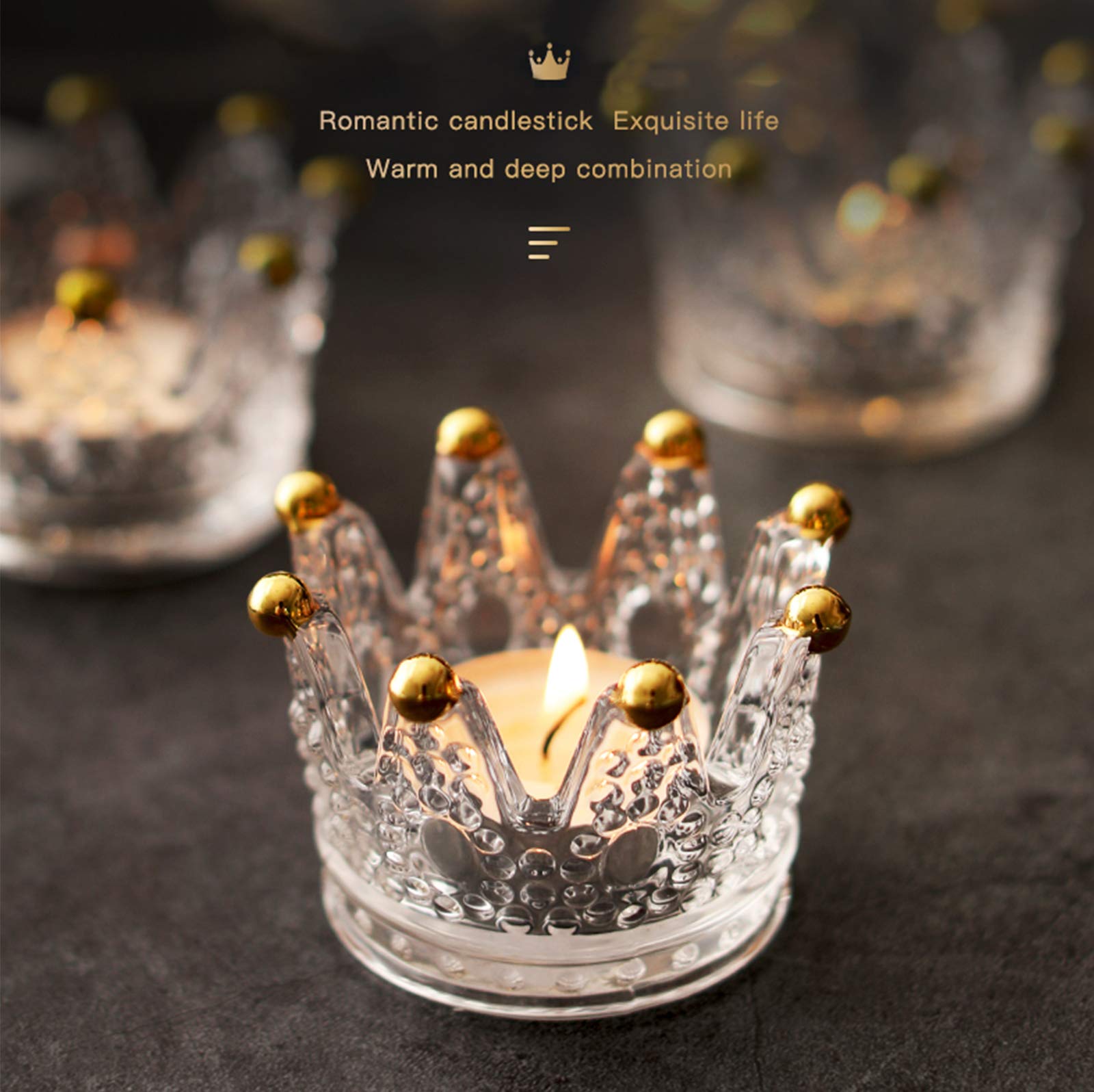 6PCS Golden Crown Votive Candle Holders - Elegant Tea Light Candlesticks & Jewelry Ring Holders for Wedding Decor, Party Centerpieces, Home Tabletop Decorations, Royal Theme Events & Gift Giving