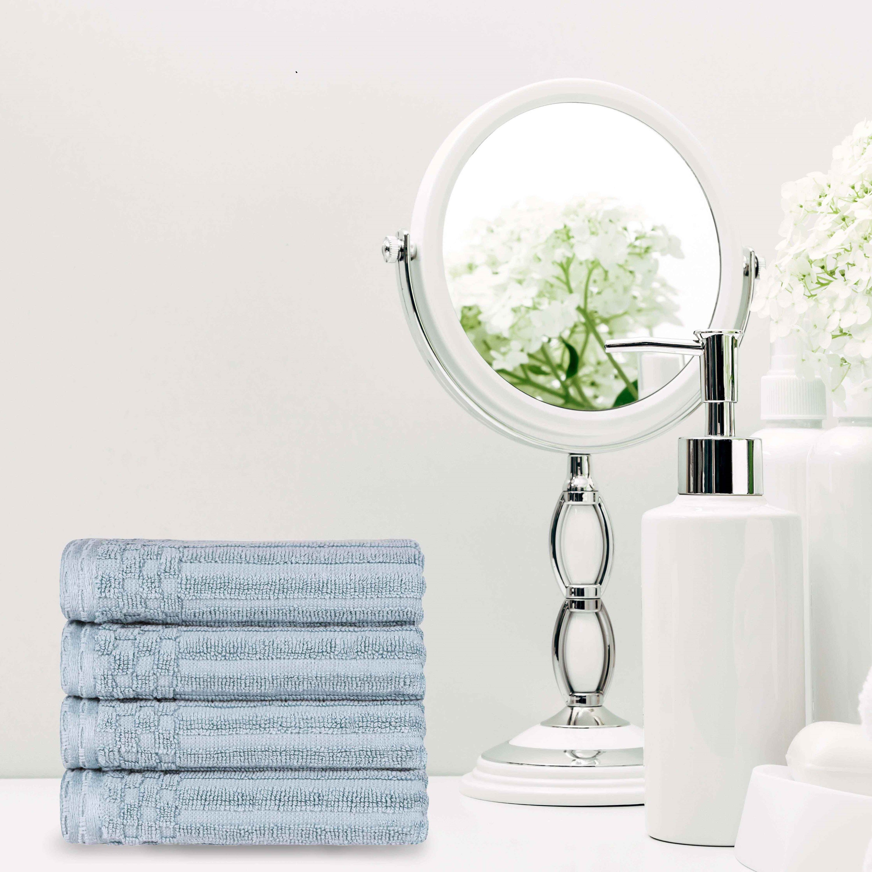 Premium Cotton Ribbed Textured Hand Towels - Ultra Absorbent 4-Piece Bath Towel Set for Kitchen, Bathroom & Gym - Soft Quick-Drying Guest Towels
