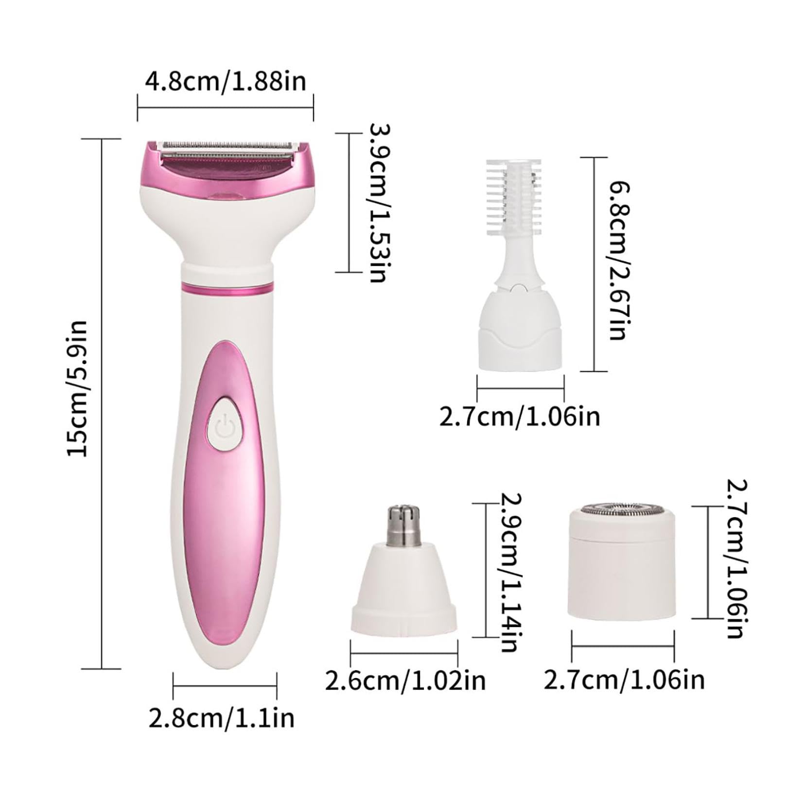 Professional 4-in-1 Rechargeable Electric Hair Trimmer for Men & Women - Painless Body Shaver, Facial Epilator & Bikini Grooming Kit for Legs, Underarms & Smooth Skin Care | Perfect for Home Use, Travel & Personal Grooming (Pink)