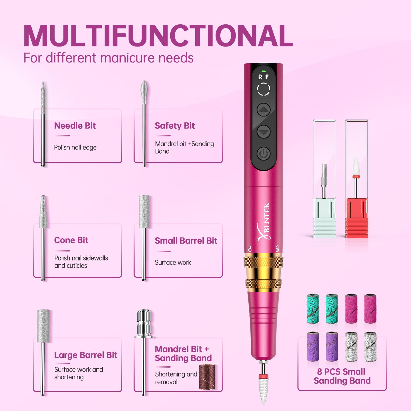 Professional Cordless Electric Nail Drill Machine - 35000RPM Rechargeable Nail File with 5 Adjustable Speeds | Manicure Pedicure Kit for Acrylic, Gel Nails Polishing & Shaping | Perfect for Home Salon, Nail Artists & DIY Nail Care