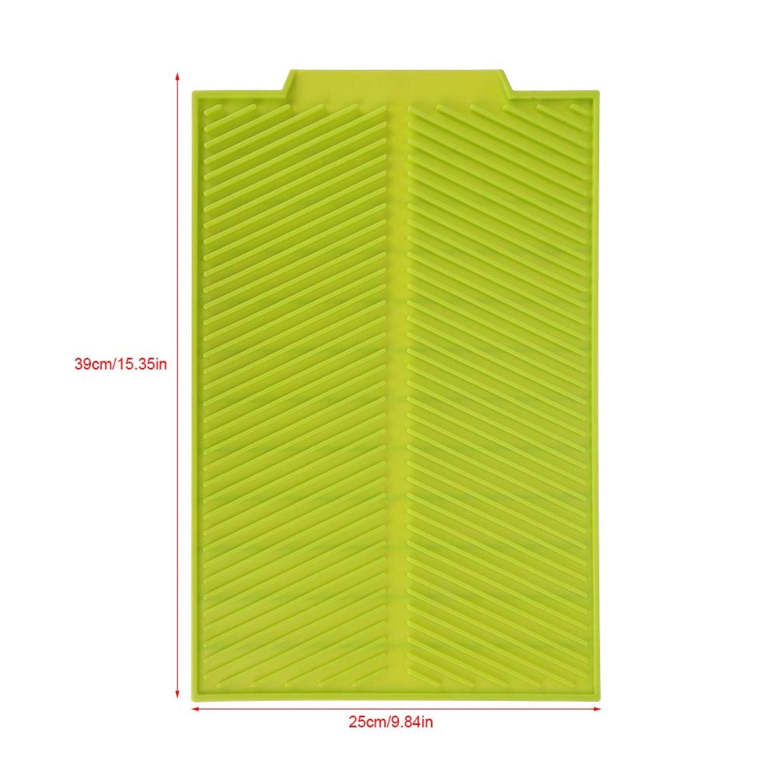 Universal Silicone Drain Mat - Non-Slip, Heat Resistant Dish Drying Rack Pad | Roll-Up Design for Easy Storage | Perfect for Kitchen Sink, Countertop & Dish Drying (Green)