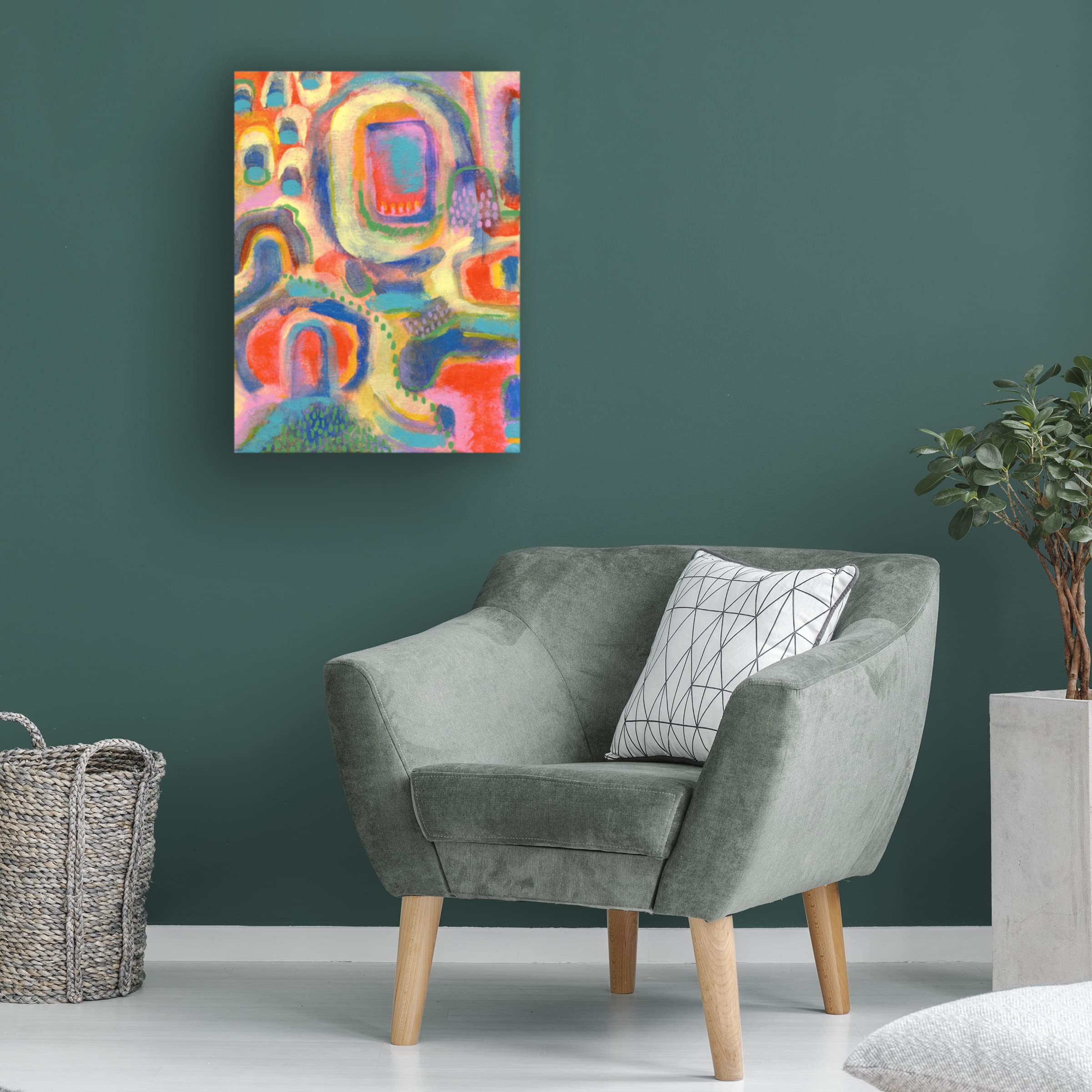 Trademark Fine Art 'Village II' Canvas Wall Art by Nikki Galapon - Hand-Painted Landscape Painting for Living Room, Bedroom & Office Decor