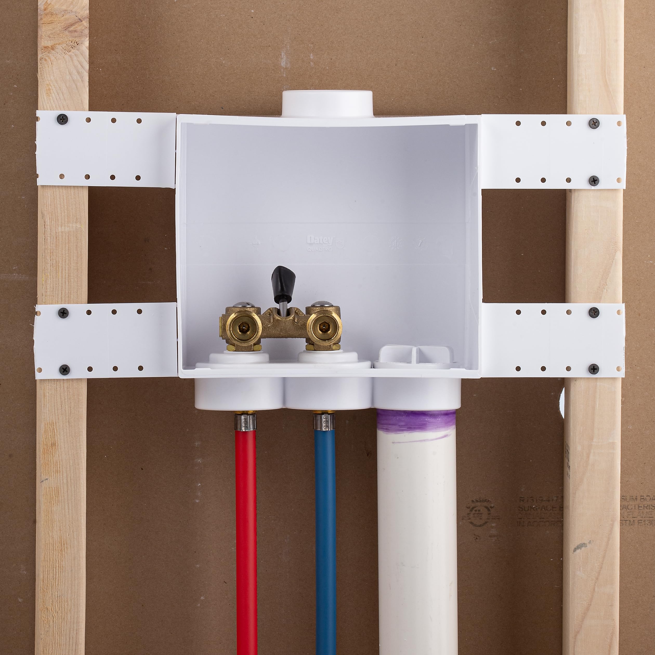 Oatey 38537 Quadtro Washing Machine Outlet Box F1807 PEX Tail Piece - Single Lever, 2