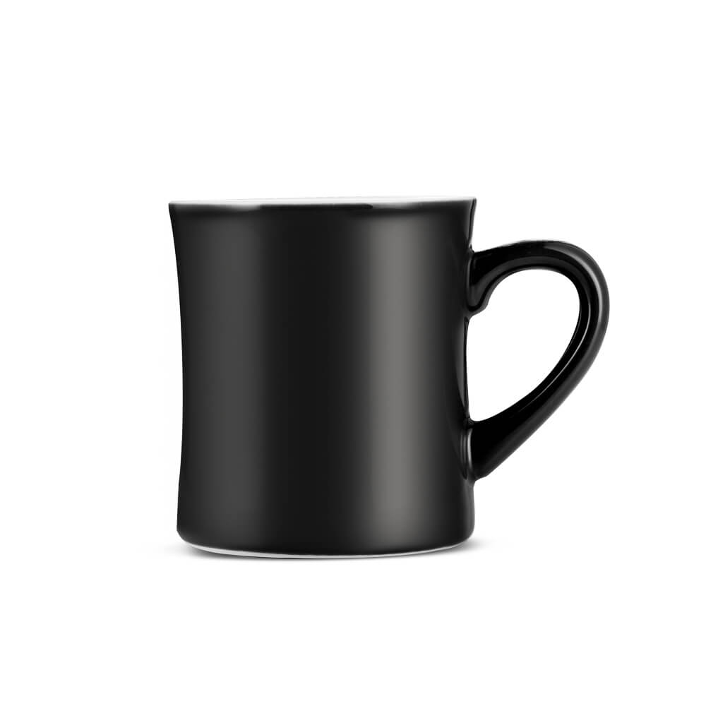 Premium Black Porcelain Diner Mug (10oz/305ml) - Durable Espresso Coffee Cup for Home, Office & Cafe Use