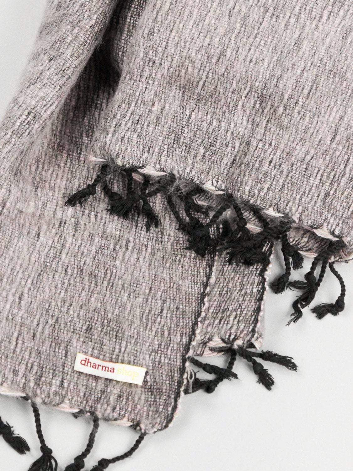 Gray and Pink Himalayan Scarf - Soft Wool Wrap for Women - Perfect for Yoga, Meditation & Winter Fashion Accessories