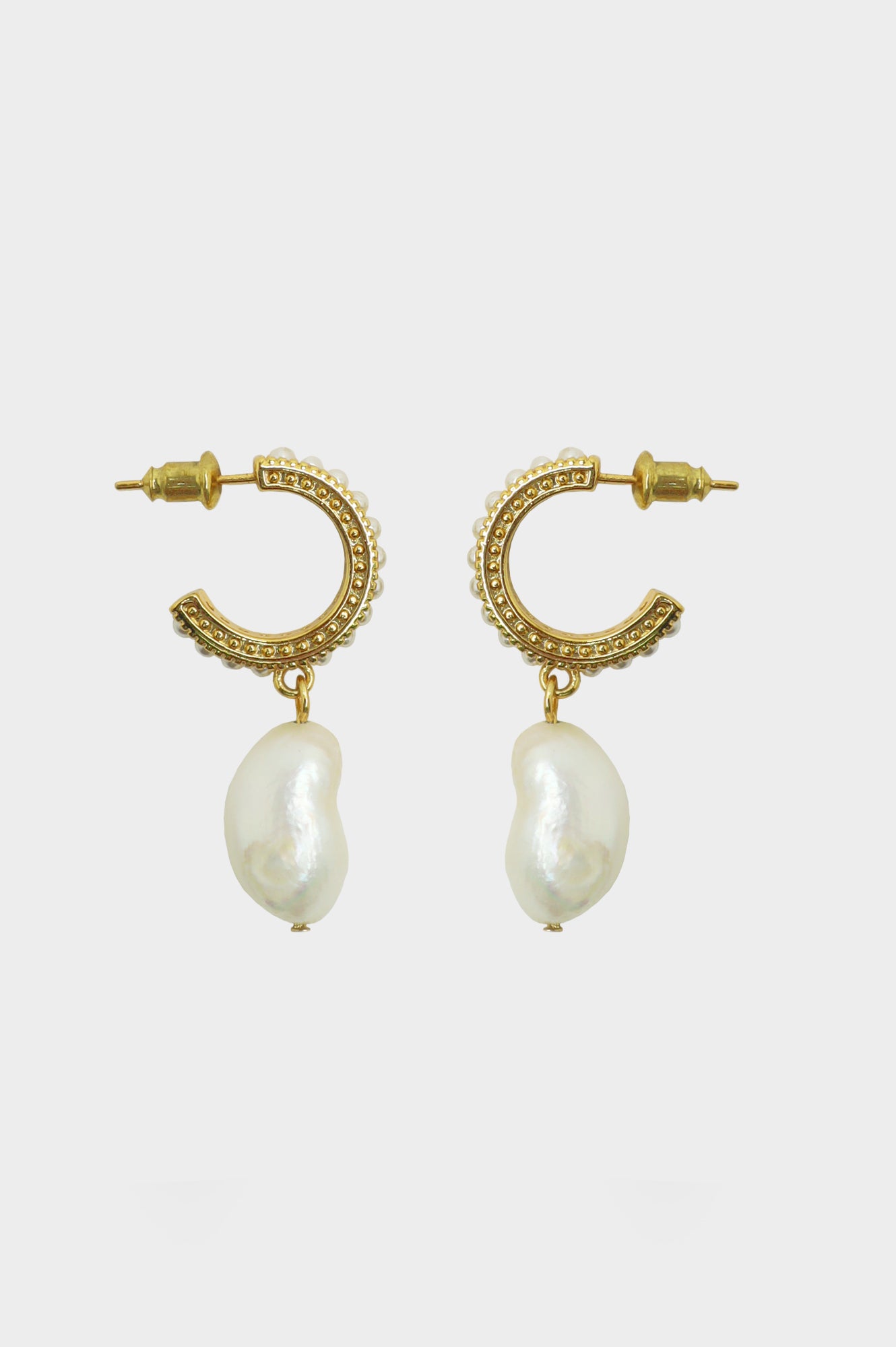 Elegant Pearl Drop Hoop Earrings in Gold - Perfect for Weddings, Parties & Special Occasions