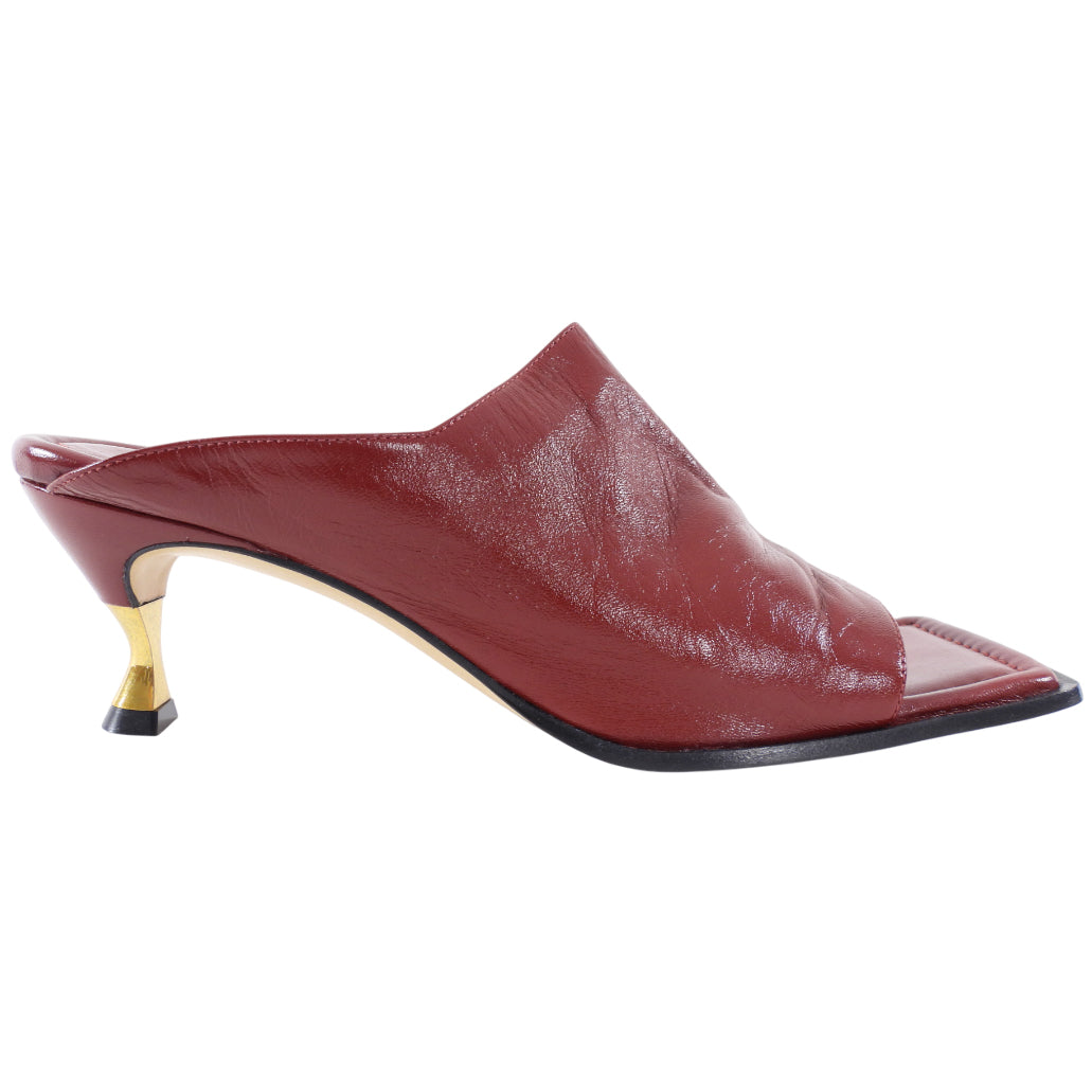 Bottega Veneta Burgundy Glove Leather Mule with Metal Heel - Size 39 | Luxurious Italian Designer Shoes for Women | Perfect for Evening Parties, Weddings & Special Occasions