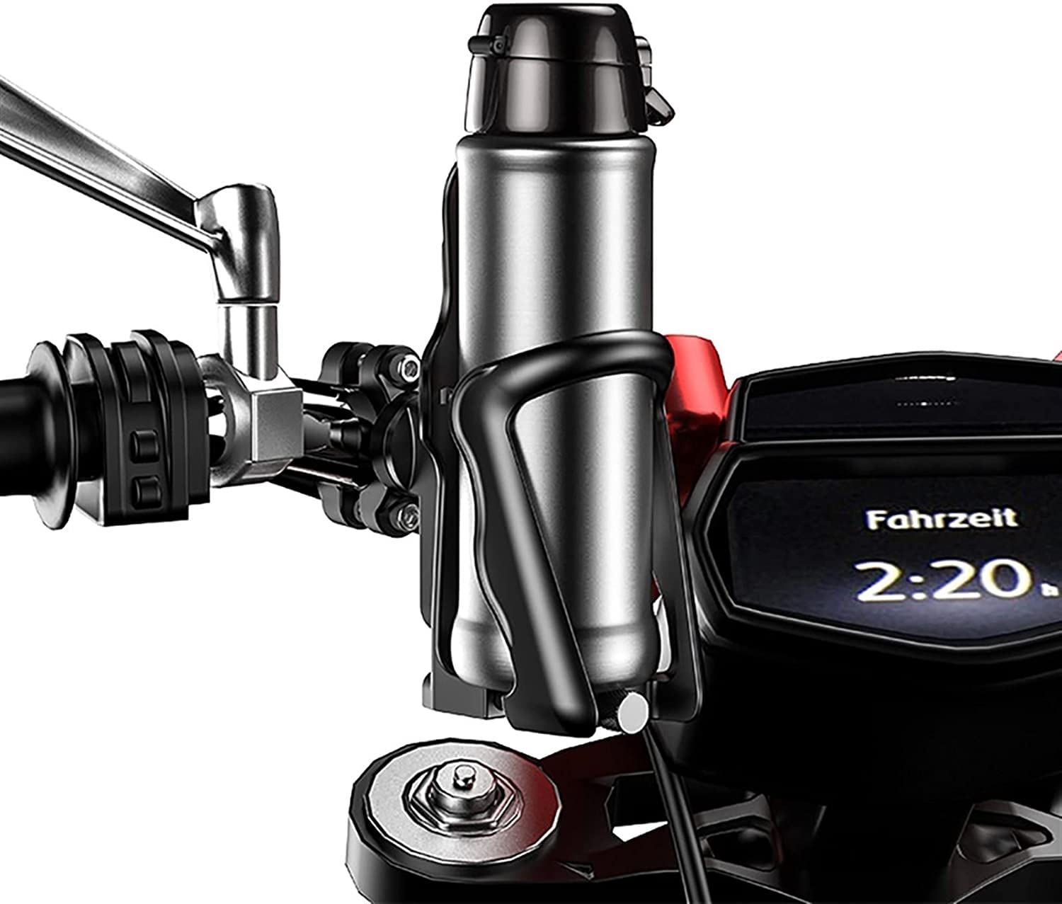 **Universal Aluminum Alloy Bike Water Bottle Holder - Adjustable Handlebar Drink Cup Mount for ATV, Dirt Bike, Mountain Bike - Perfect for Cycling, Commuting & Outdoor Adventures (Black)**