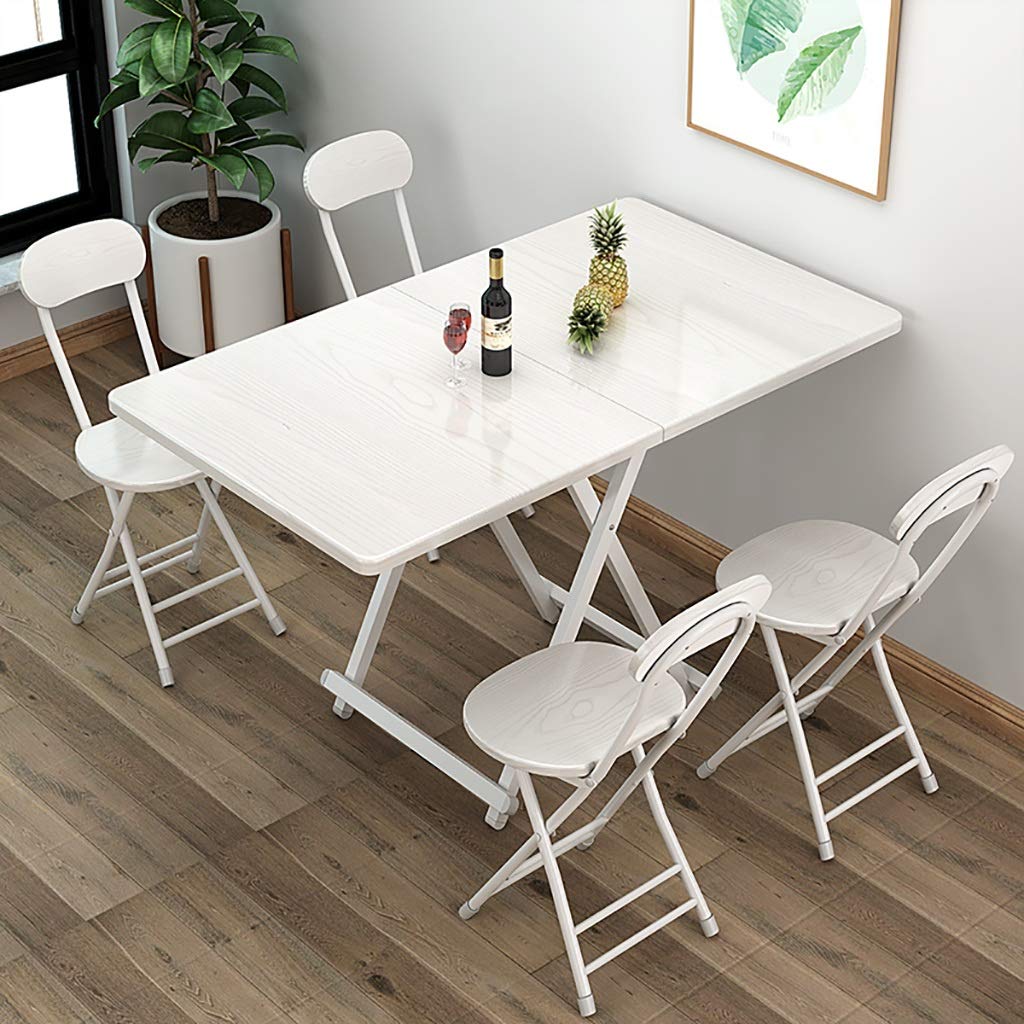 ZWJLIZI Folding Table and Chairs Set (1 Table + 4 Chairs) - Portable Rectangular Dining Table for Home, Outdoor Picnic, Camping & Market Stall - Space Saving Furniture (Multiple Colors Available)