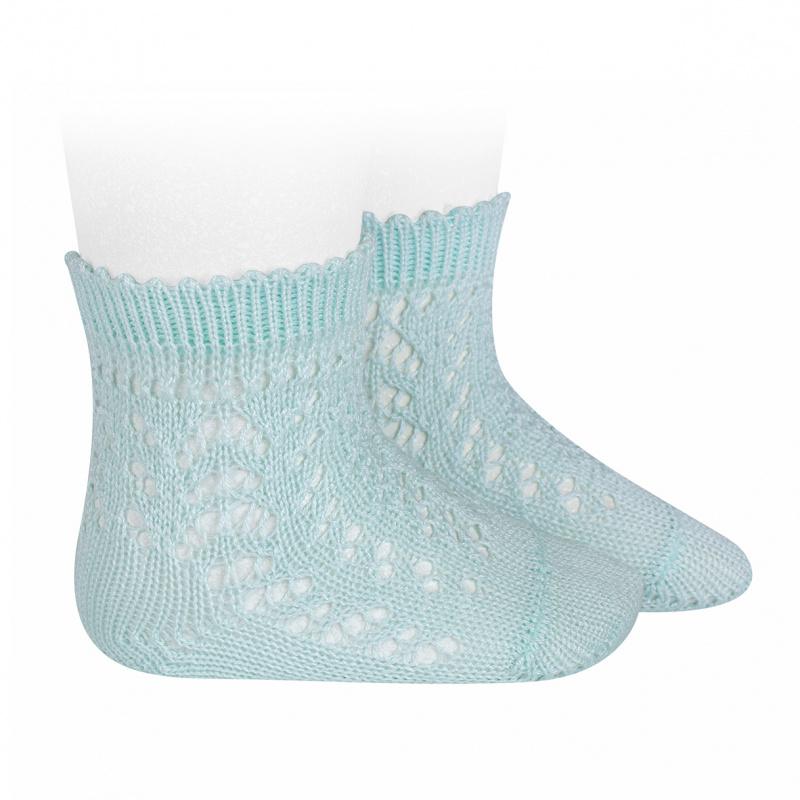 Aquamarine Openwork Ankle Socks for Women - Breathable Lace Design, Comfortable & Stylish - Perfect for Casual Wear, Summer Outfits, and Fashion Accessories