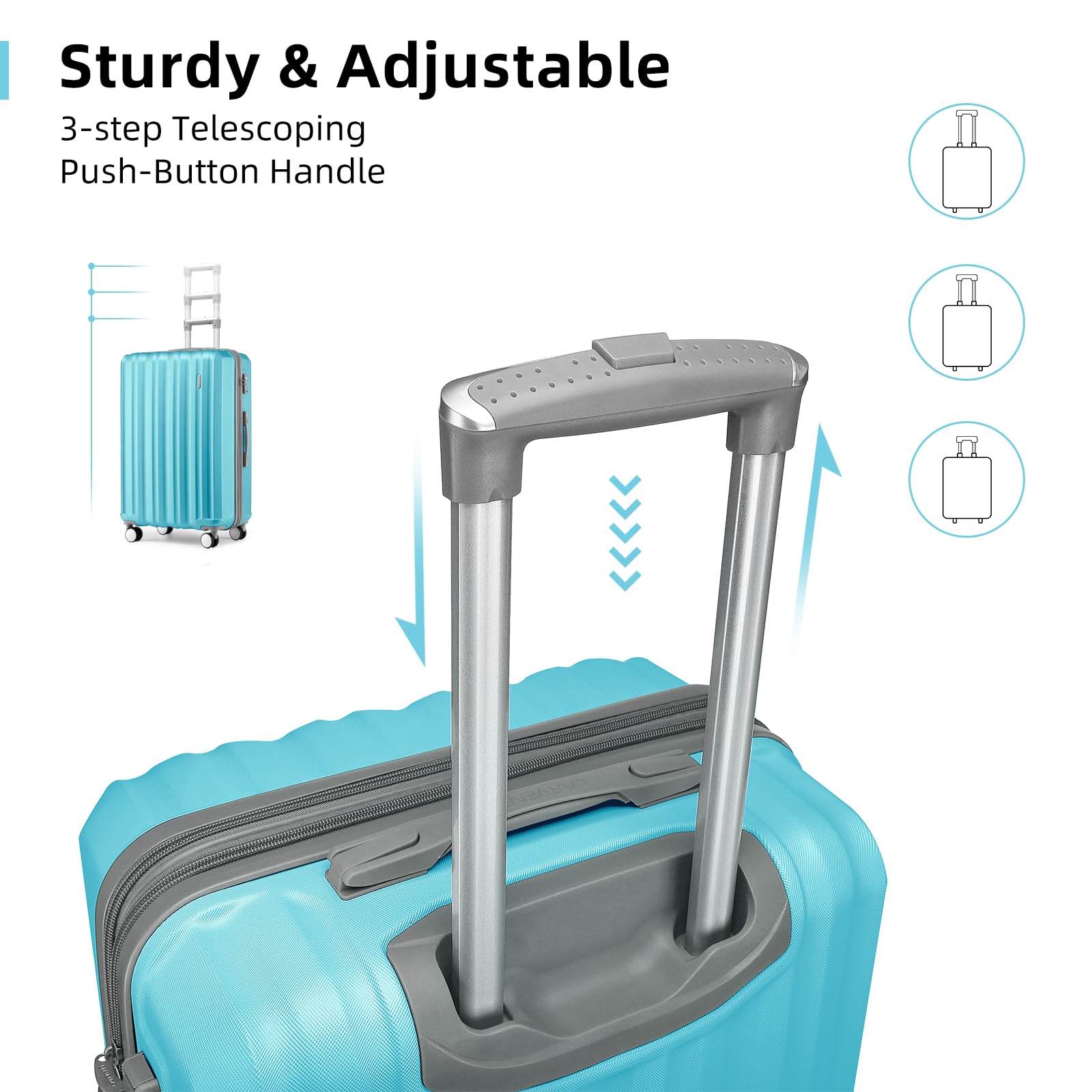 LARVENDER 6-Piece Expandable Hardshell Luggage Set with Spinner Wheels - Lightweight Travel Suitcases with Cosmetic Cases (12/14/18/20/24/28 Inch) - Pink & Blue | Perfect for Family Vacations, Business Trips & International Travel