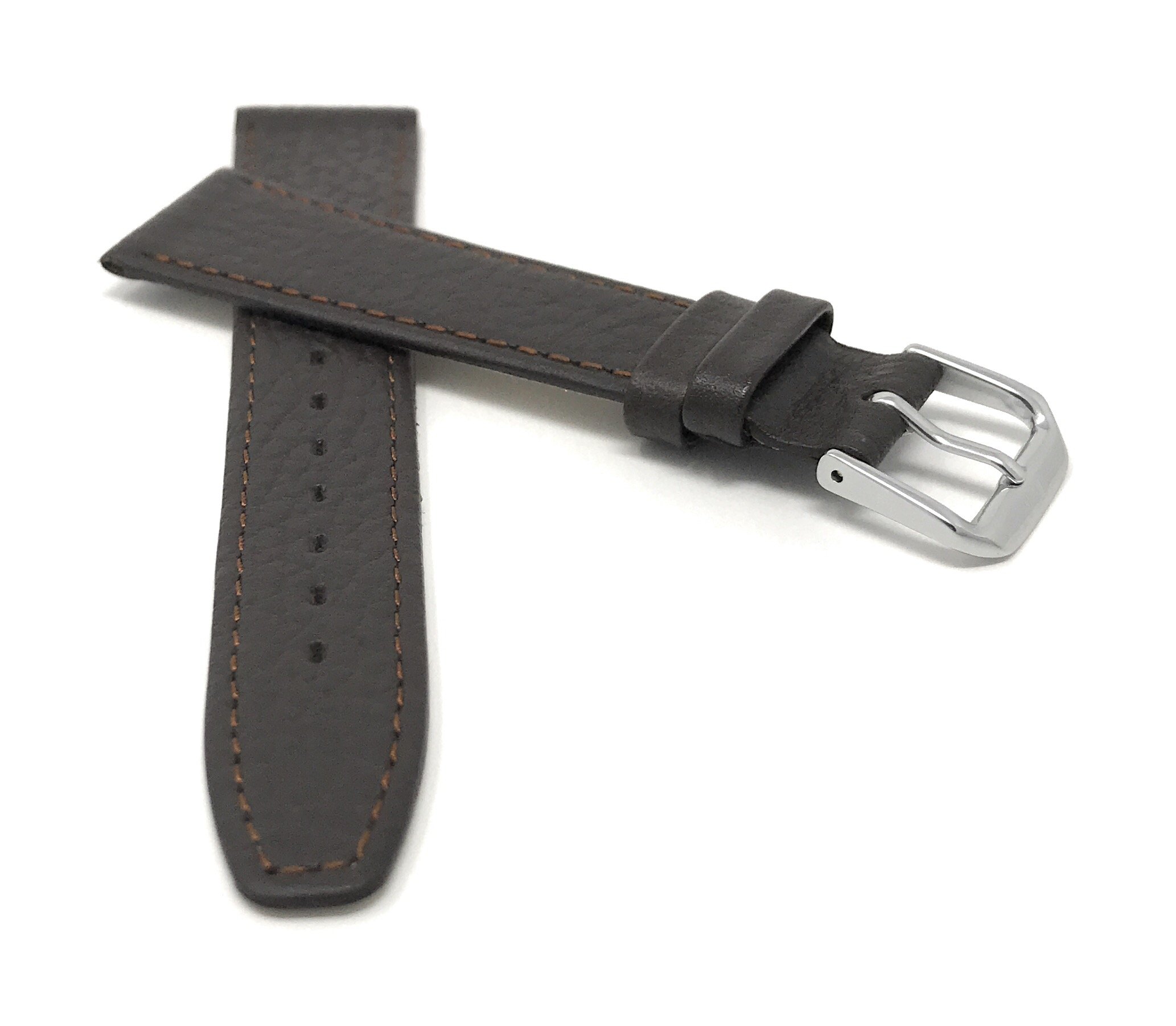 Bandini Extra Long (XL) 22mm Italian Genuine Leather Watch Band Strap - Brown Buffalo Grain - Slim & Durable Replacement Watch Strap for Men & Women - Perfect for Dress Watches & Everyday Wear