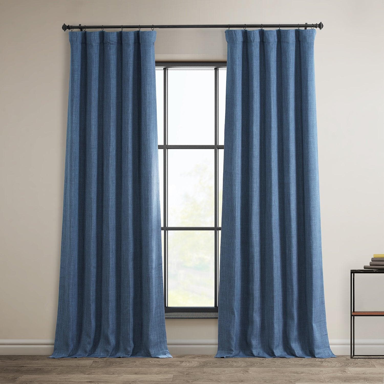 Stylish Denim Textured Faux Linen Blackout Curtains for Bedroom & Living Room - Light Blocking Window Treatment for Better Sleep & Privacy