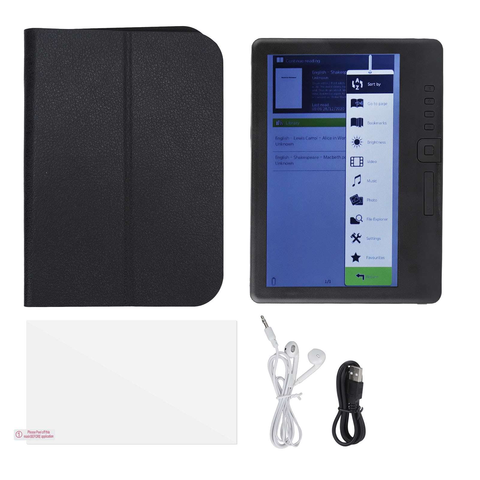 7in Waterproof HD Color E-Reader with 16:9 Screen, Navigation Buttons & 8GB Storage - Includes Black Protective Case - Perfect for Beach Reading, Commuting, and Nighttime Reading