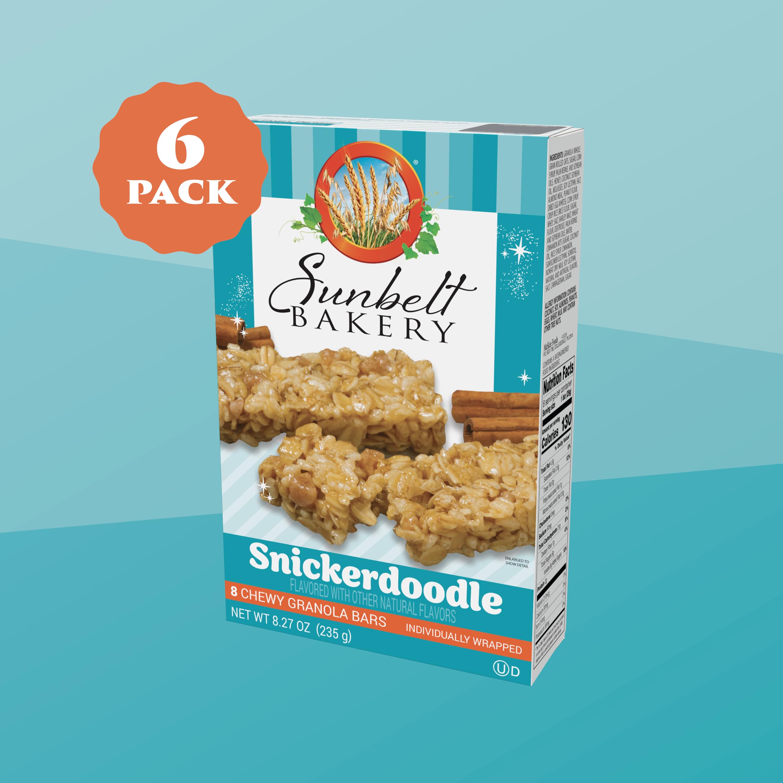 Sunbelt Bakery Snickerdoodle Chewy Granola Bars - 48 Pack (6 Boxes x 1.0 OZ) | Healthy Snacks for Kids & Adults | Perfect for School Lunches, Office Snacks & On-the-Go Energy