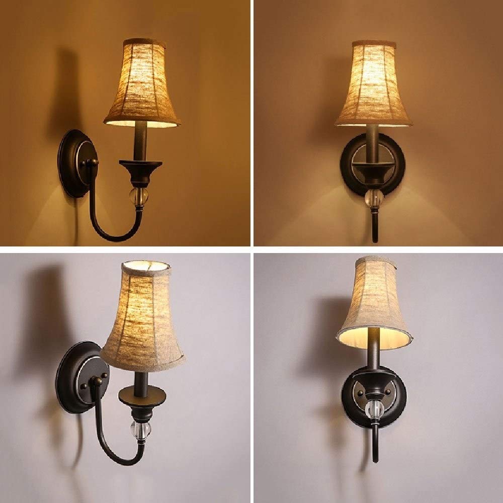 Iron Wall Sconce Light - 1-Light Nordic Style Cloth Shade Wall Lamp for Bedroom, Living Room, Restaurant & Corridor - E14 Reading Light with Simple Decorative Design - Perfect for Cozy Ambiance, Entryway Lighting & Nighttime Reading