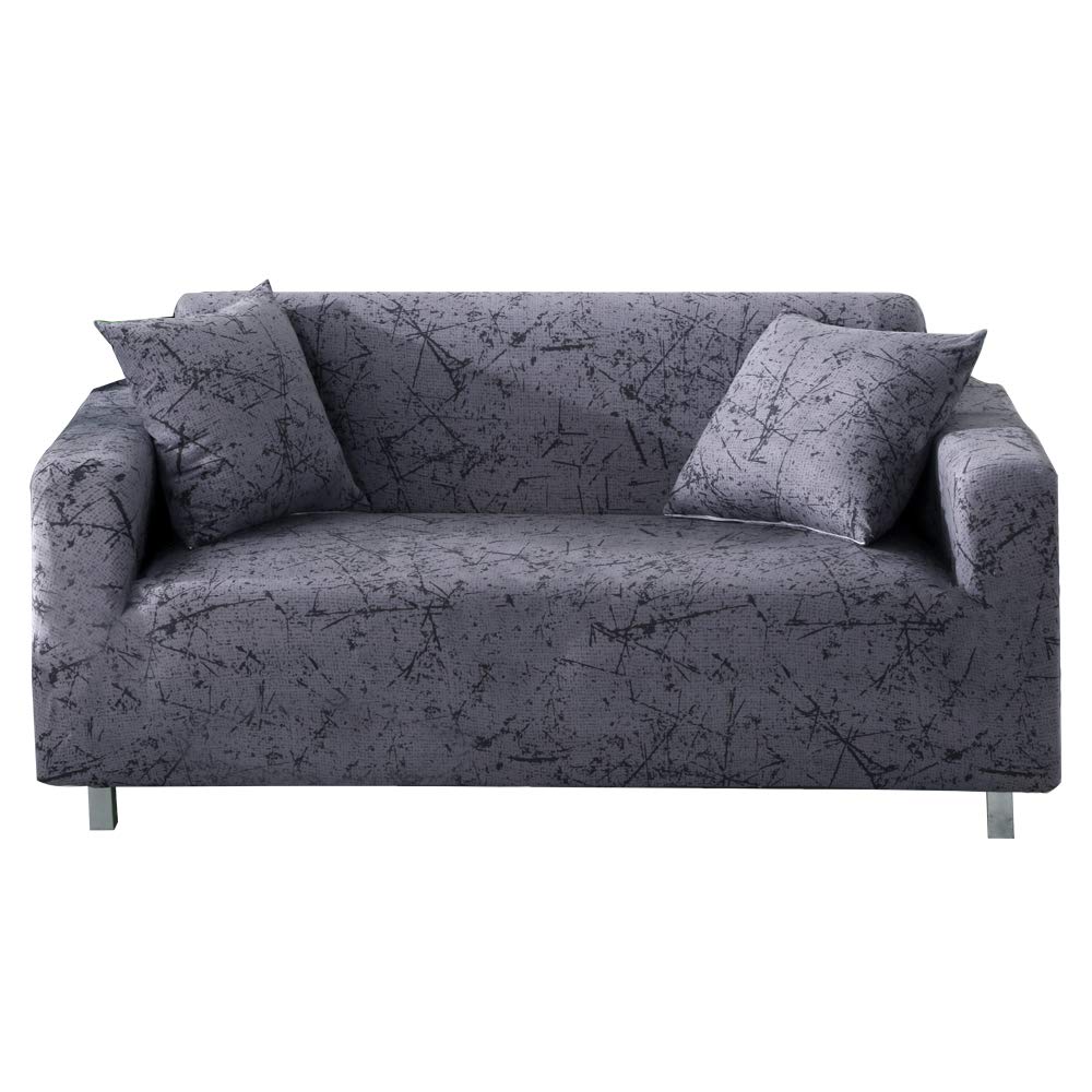 HOOBUY Printed Stretch Sofa Slipcover for 4-Cushion Couch - Includes 2 Free Pillow Cases (Fits 4-Seater/Large 3-Seater Couches) - Perfect for Living Room Decor, Home Styling & Pet Protection