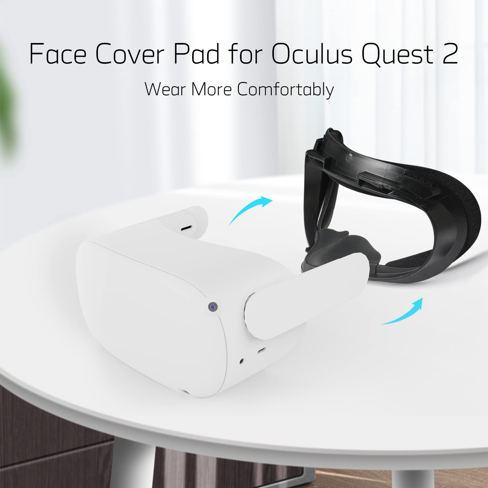 HUAYUWA VR Headset Accessories Kit for Oculus Quest 2 - Soft Facial Interface Bracket, 2 PU Leather Cover Pads, 2 Nose Pads & Lens Protector | Comfort Upgrade for Extended Gaming & Movie Watching