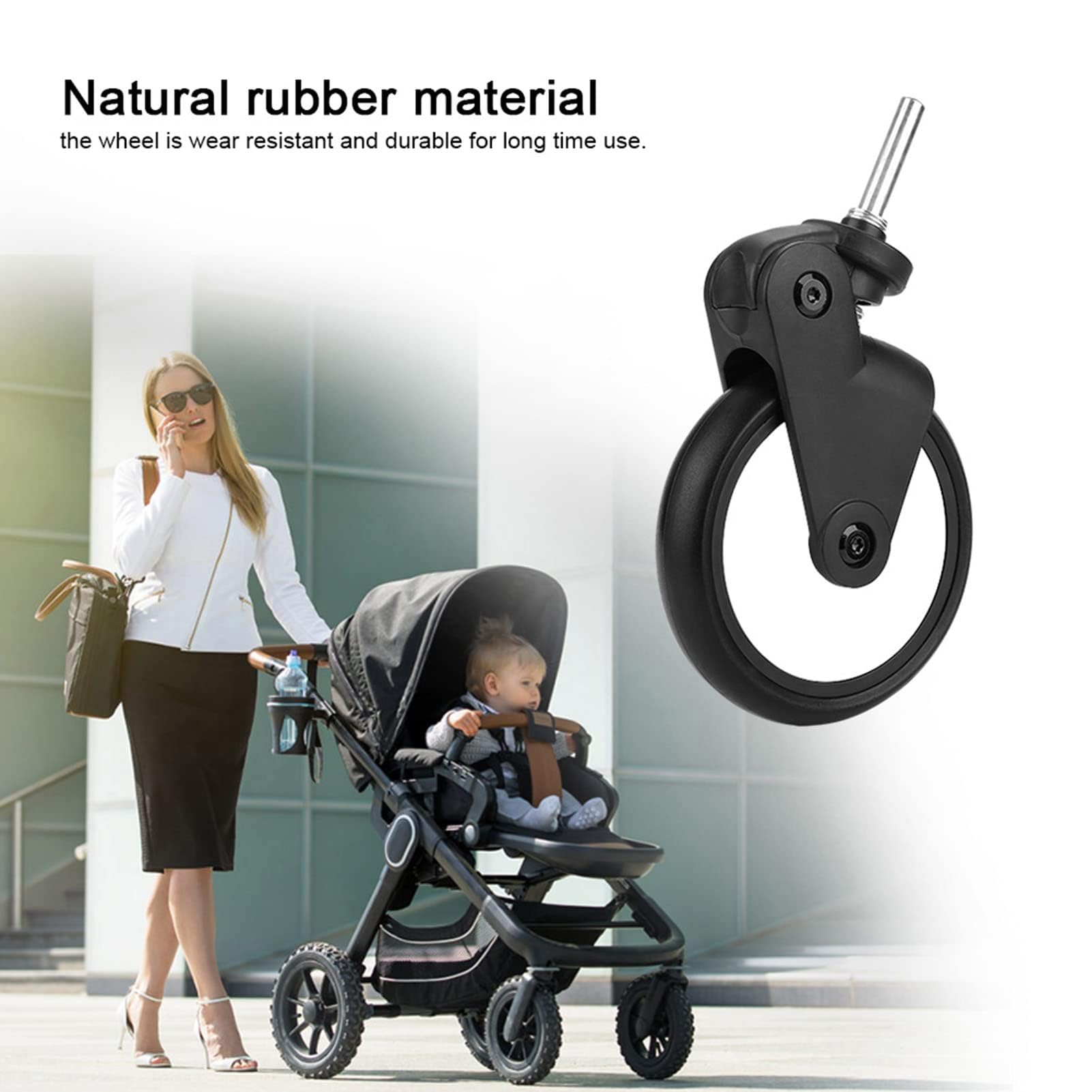 Stroller Replacement Wheels - Durable Rubber Wheels for Baby Strollers & Kids Carriages | Perfect for Smooth Rides on Pavement, Grass & Uneven Terrain