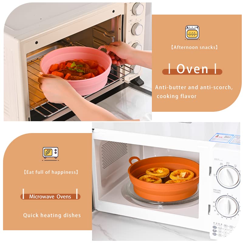2023 Upgraded Reusable Silicone Air Fryer Liners - 2 Pack (8.5 Inch, Red + Blue) - Foldable Non-Stick Basket Replacement for 5QT+ Air Fryers - Perfect for Healthy Cooking, Crispy Fries & Easy Cleanup
