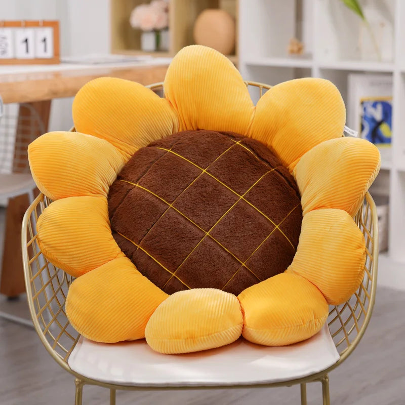 40cm Cute Sunflower Plush Pillow - Soft Stuffed Cushion for Sofa, Bed, Floor Mat - Home Decor & Cozy Gift for Women, Girls (Perfect for Living Room, Bedroom, Dorm Relaxation)