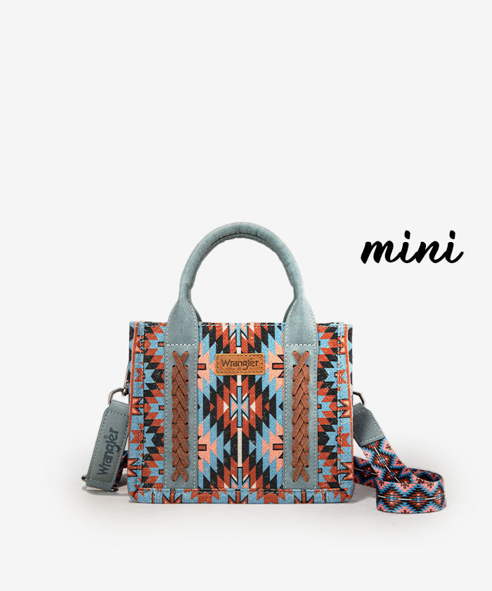 Wrangler Aztec Print Whipstitch Canvas Tote Bag Set - Stylish & Durable Handbag for Women, Perfect for Shopping, Beach & Everyday Use