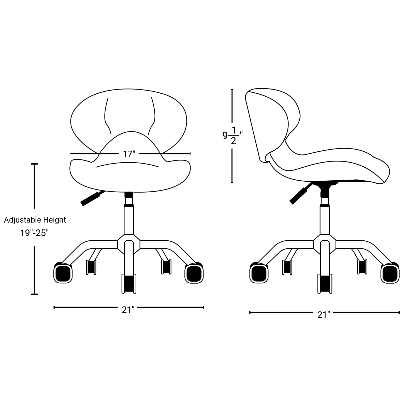 HugoII Adjustable Height Nail Technician Stool Set of 2 (19