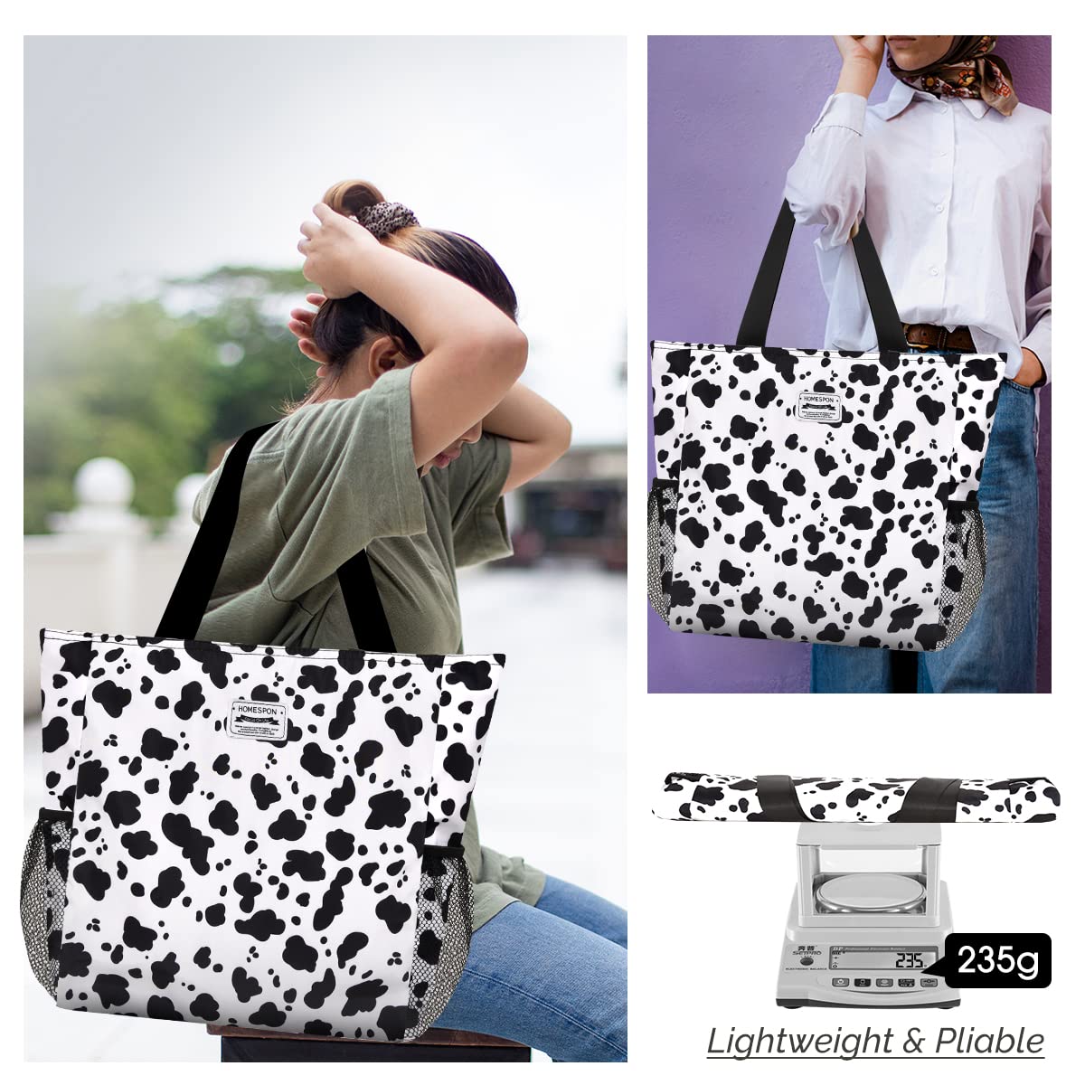 Burninger Large Waterproof Beach Tote Bag for Women - Sandproof Zippered Pool Bag with Pockets - Perfect for Travel, Gym, Vacation & Summer Outings