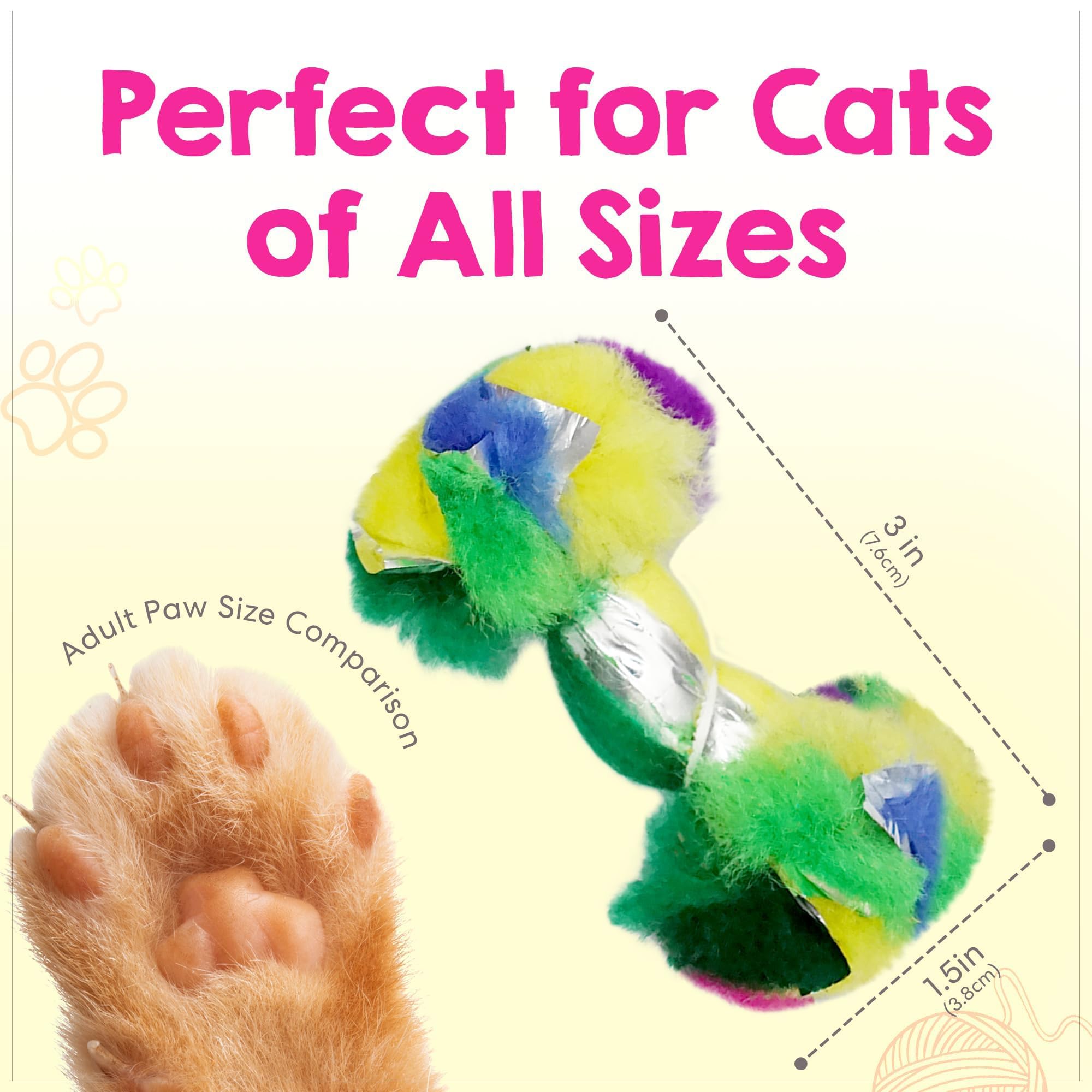 Durable 2.5 Inch Catnip Toys Dumbbell Shaped (36-Pack) - Crinkle Sound Cat Training Toys with Foil Texture - Fun Interactive Catnip Toys for Kittens & Adult Cats - Perfect for Playtime, Training & Stress Relief