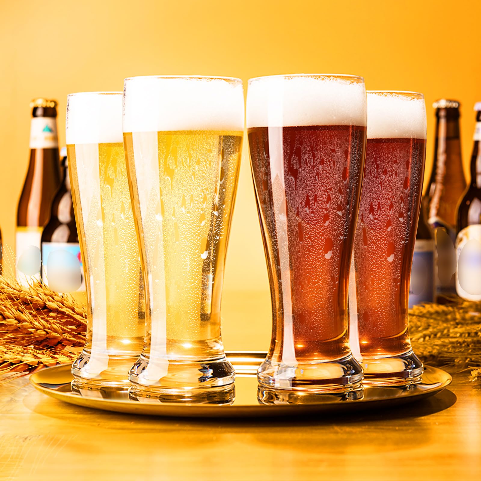 PARACITY 16 oz Beer Glasses Set of 4 - Premium Pint & Pilsner Glassware for Lager, IPA, Wheat Beer - Ideal for Home Bars, Parties & Gifts for Beer Lovers