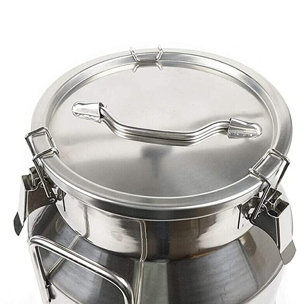 50L Stainless Steel Farm Milk Can with Silicone Seal - Multi-Purpose Pail for Wine, Dairy, Oil, Tea Storage - Ideal for Farm, Kitchen & Brewing Use
