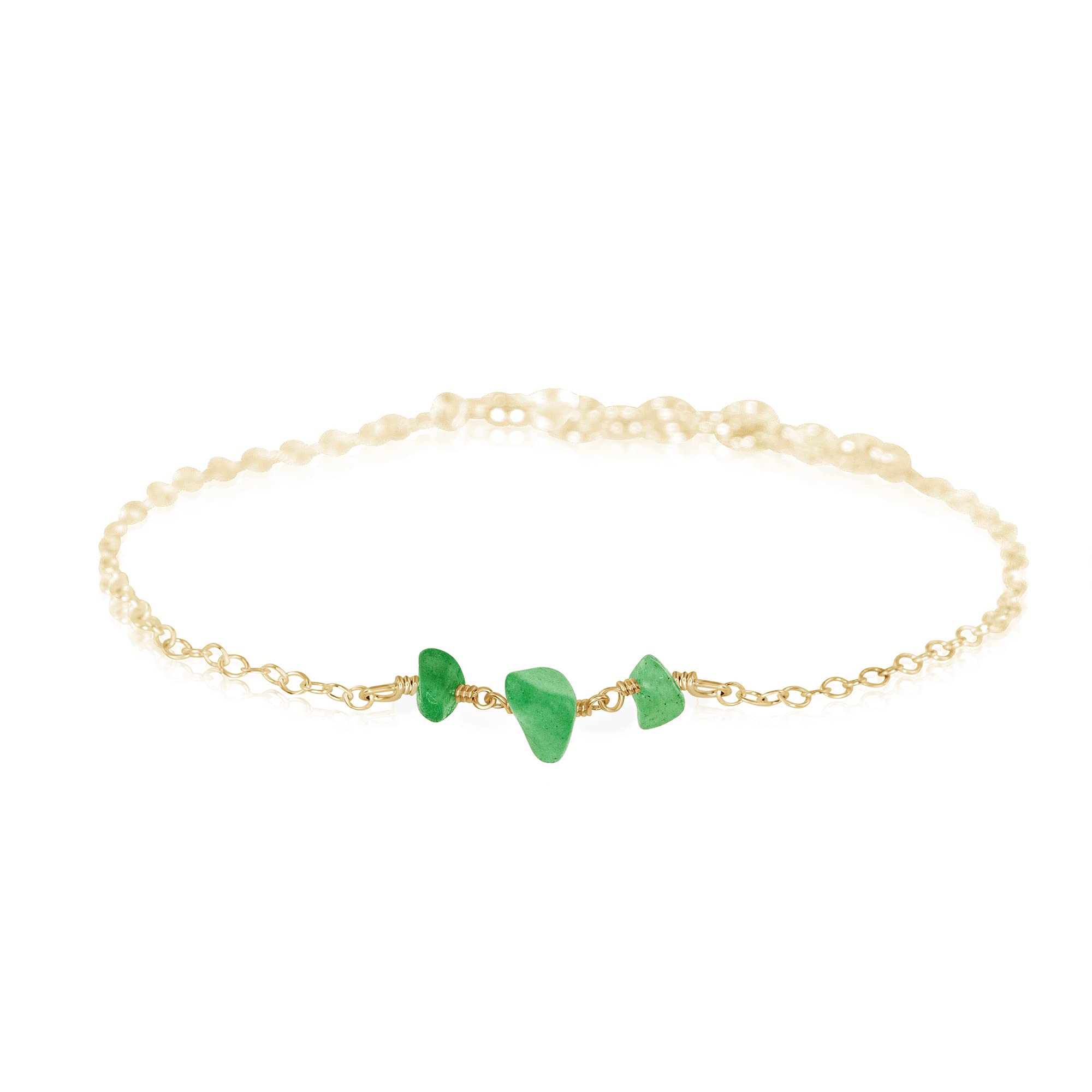 14K Gold Filled Aventurine Beaded Anklet - Elegant Boho Ankle Bracelet for Women, Perfect for Beach, Summer & Festival Outfits