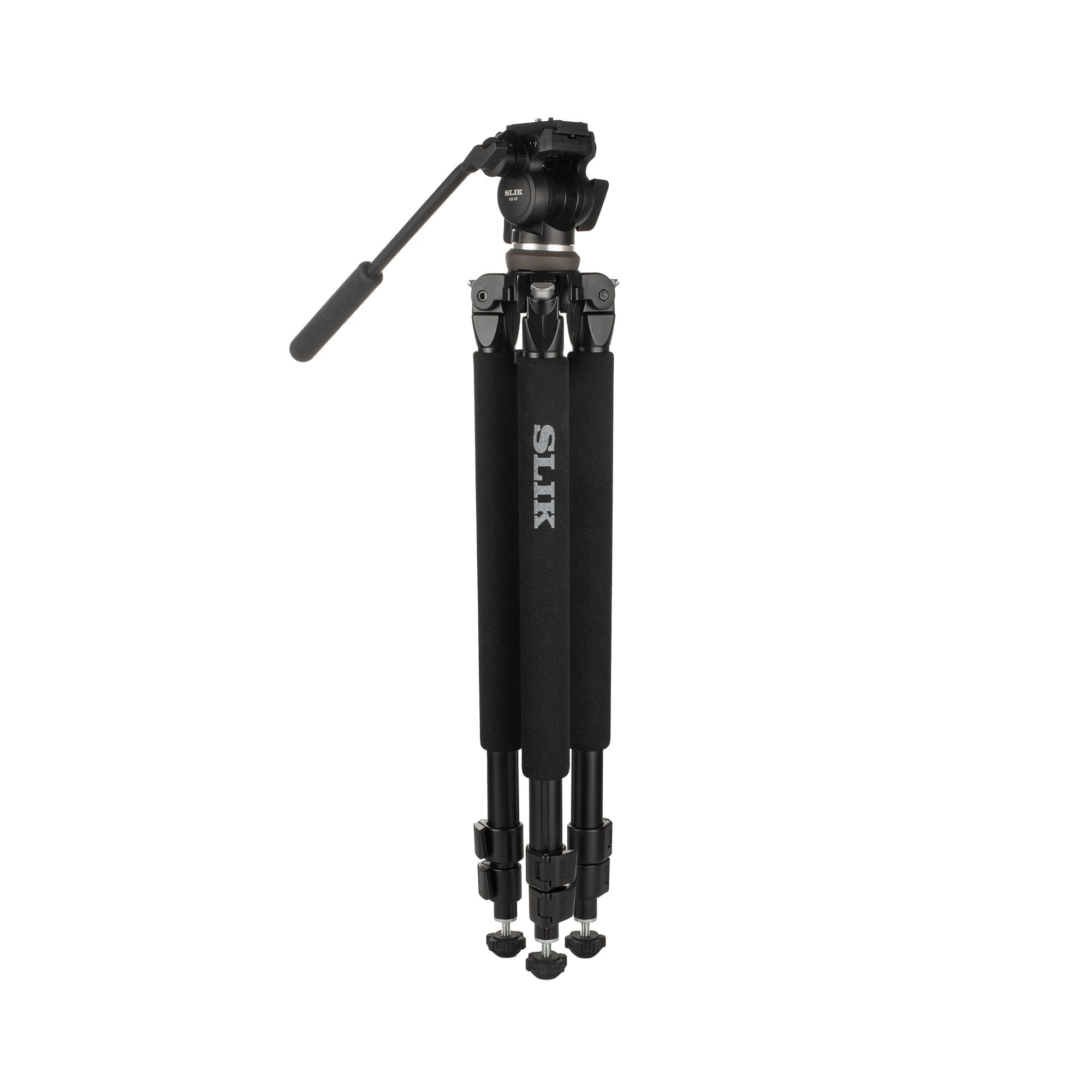 SLIK PRO 520QF Professional Aluminum Tripod with Fluid Pan Head - Perfect for DSLR Cameras, Video Shooting, Live Streaming & Outdoor Photography