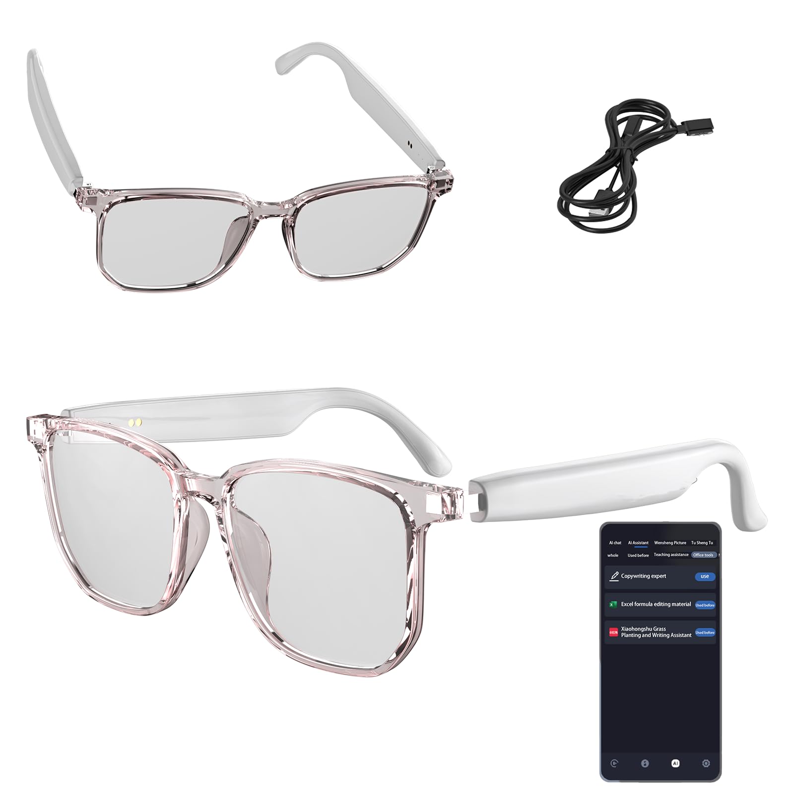 AI Smart Glasses with Real-Time Translation - Wireless Bluetooth Translator Glasses Supporting 75 Languages | Smart Music Glasses for Business Professionals | Perfect for International Meetings, Travel & Hands-Free Calling