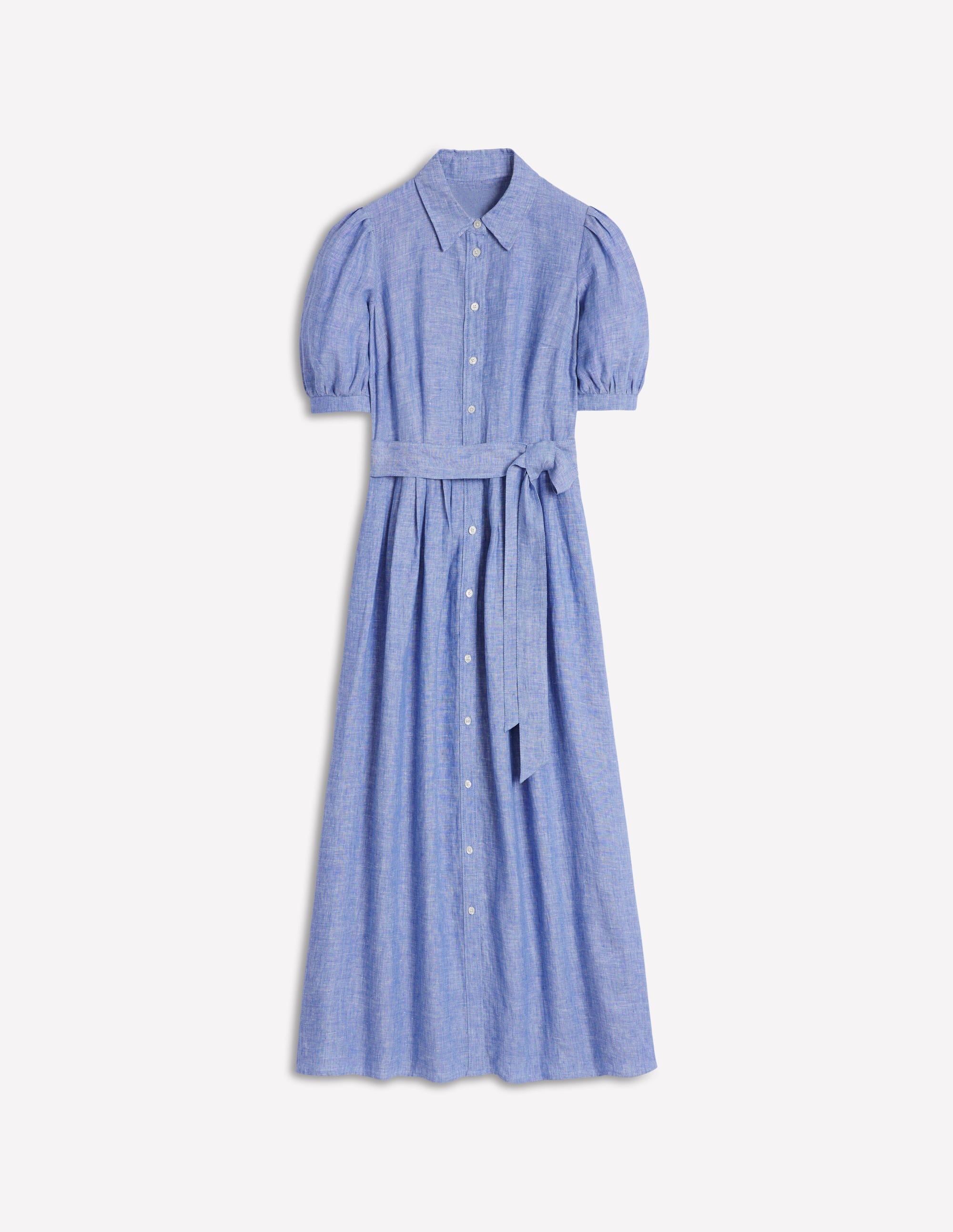 Alexa Linen Maxi Shirt Dress for Women - Grey Blue Chambray Long Sleeve Casual Summer Dress - Perfect for Beach, Vacation & Everyday Wear