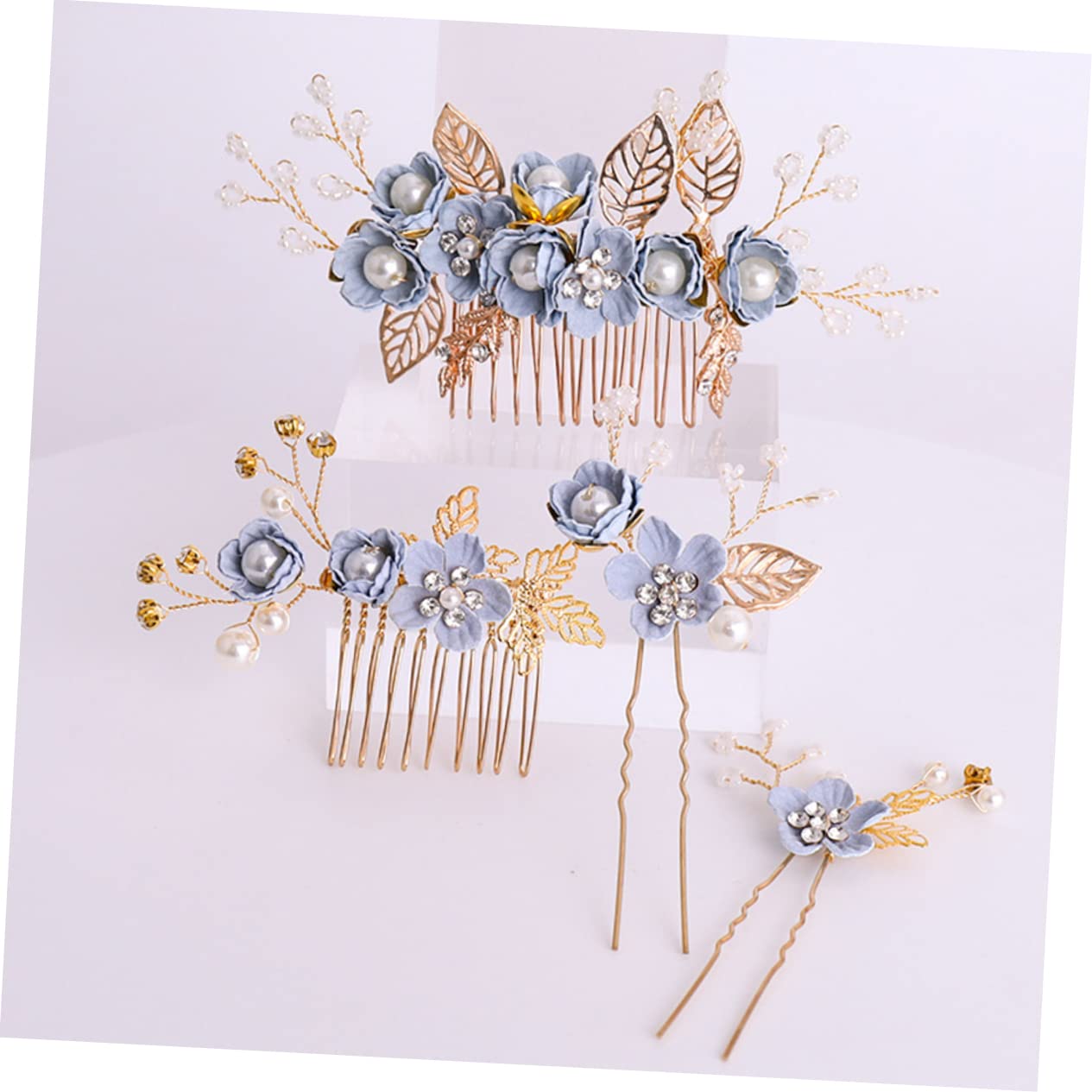 FOMIYES Floral Hair Comb Set for Girls - 3pcs Alloy Hair Pins, Bridal Headband & School Hair Accessories - Perfect for Weddings, Prom, Parties & Everyday Wear