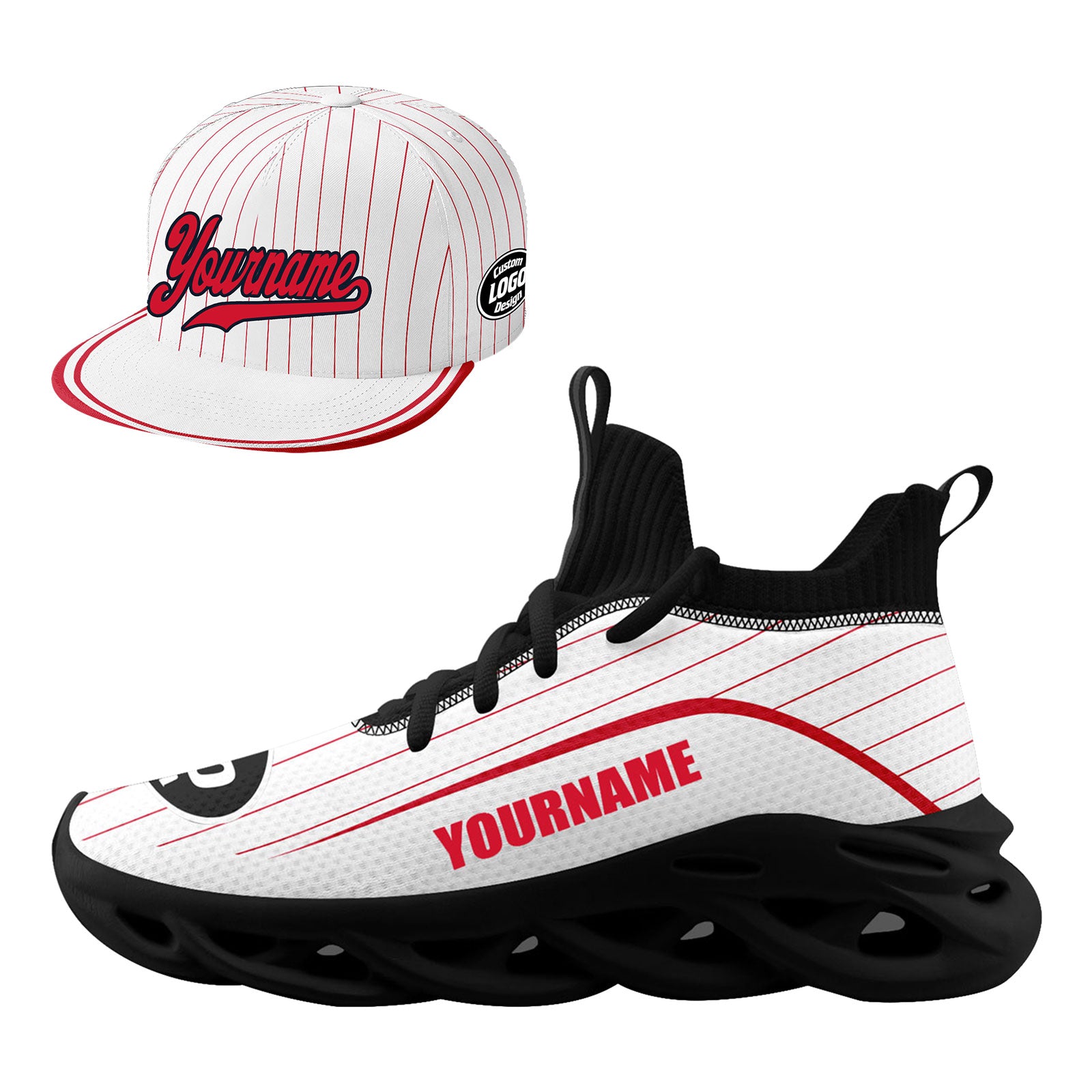 Custom MaxSoul Shoes & Hat Combo - Personalized Matching Set for Men & Women - Perfect for Running, Gym Workouts & Street Fashion (Style D020238)