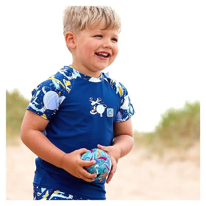 Boys' Rashguard Swim Shirt - UPF 50+ Sun Protection, Quick Dry, Short Sleeve Swim Top for Kids - Perfect for Beach, Pool & Water Sports Activities