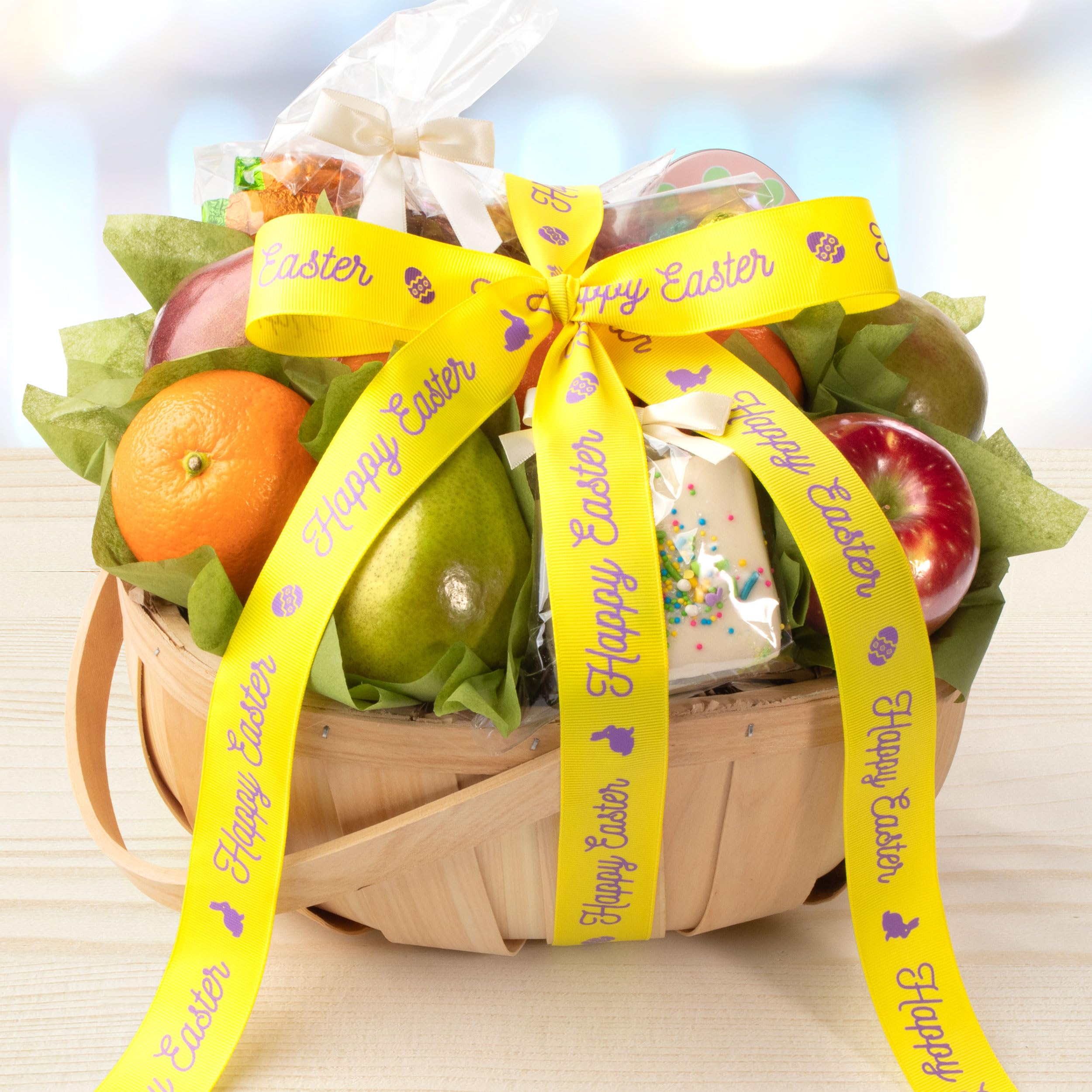 Easter Bunny Fruit and Treats Gift Basket - Delicious Assortment for Easter Celebrations, Parties, and Holiday Gifting