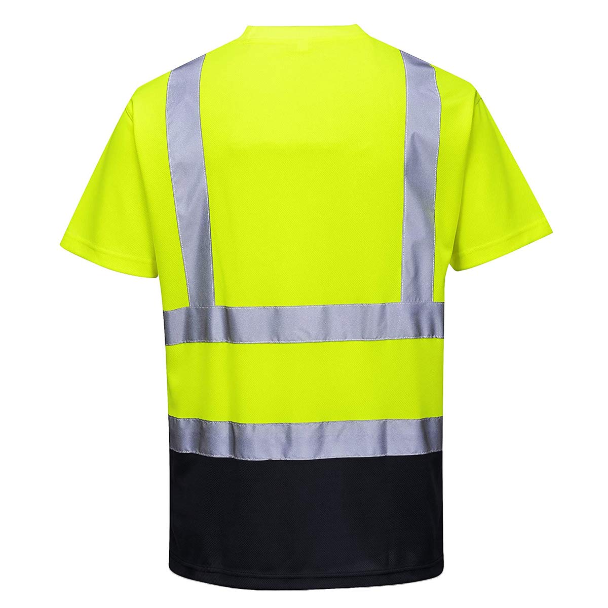 High Visibility Safety Reflective Short Sleeve T-Shirts for Men & Women - Construction Work Shirts with Black Bottom - Ideal for Night Work, Roadside Safety & Outdoor Activities