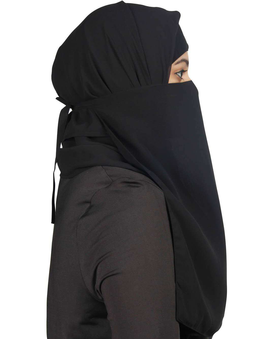 Black Georgette Half Niqab Nosepiece - Breathable & Comfortable Face Cover for Women - Perfect for Daily Wear, Prayer, and Outdoor Activities