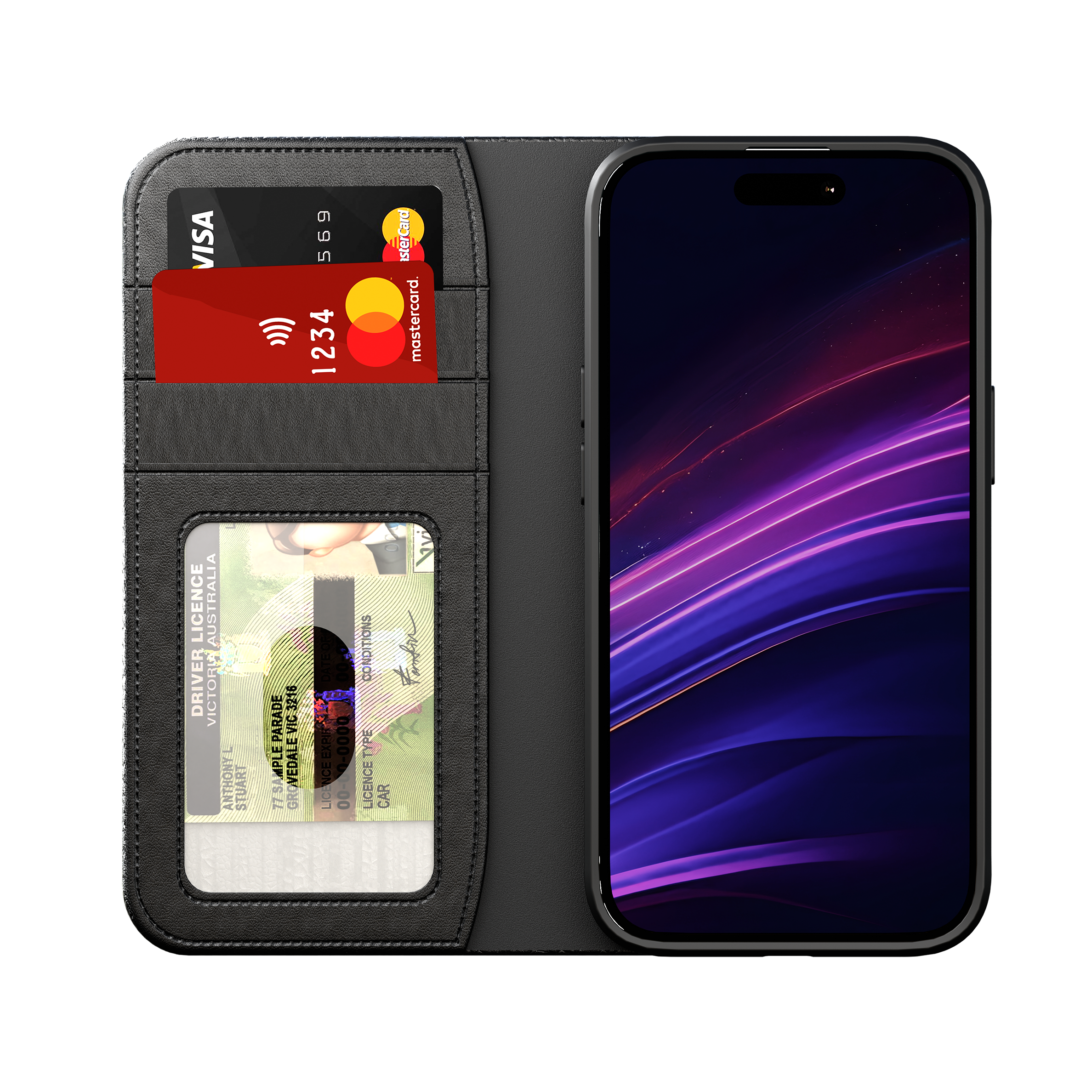 Premium Leather Wallet Case for iPhone 16 Pro - Slim RFID Blocking Protective Cover with Card Slots | Perfect for Everyday Use, Travel & Business Meetings