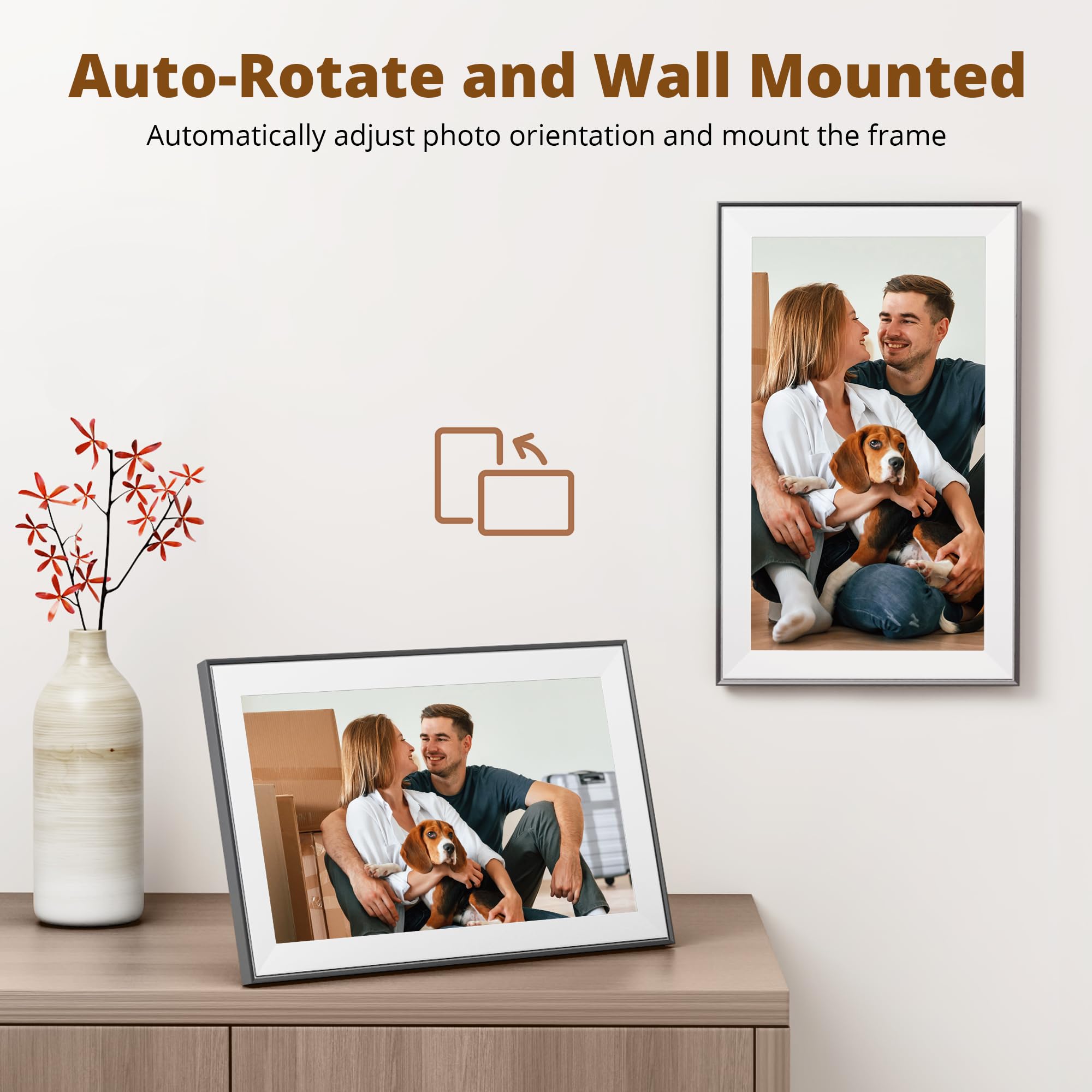 Dragon Touch 15.6 Inch WiFi Digital Picture Frame with 32GB Storage - Full HD 1080P Touchscreen, Auto-Rotate, Instant Photo/Video Sharing via Free App | Perfect Gift for Mom, Dad & Family | Display Memories in Living Room, Bedroom or Office