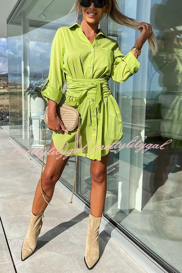 Sun Valley Tie Front Button Pocketed Shirt Mini Dress - Stylish Casual Summer Outfit for Women | Perfect for Beach, Brunch & Date Nights